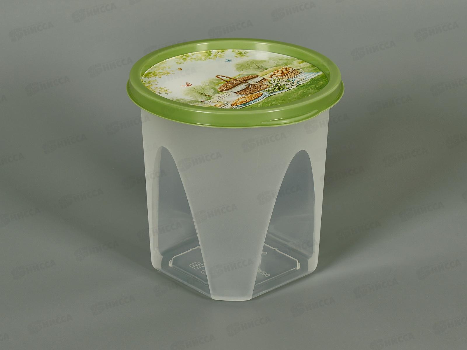 Контейнер д/прод. 0,6л с декором круглый Зеленый 222125918/08 *24