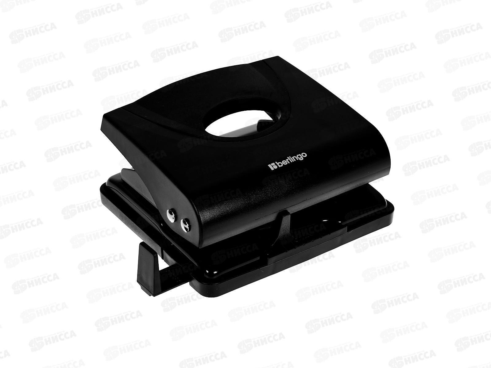 Дырокол Berlingo Office Soft 20л, пласт.,черн. с линейкой 20161