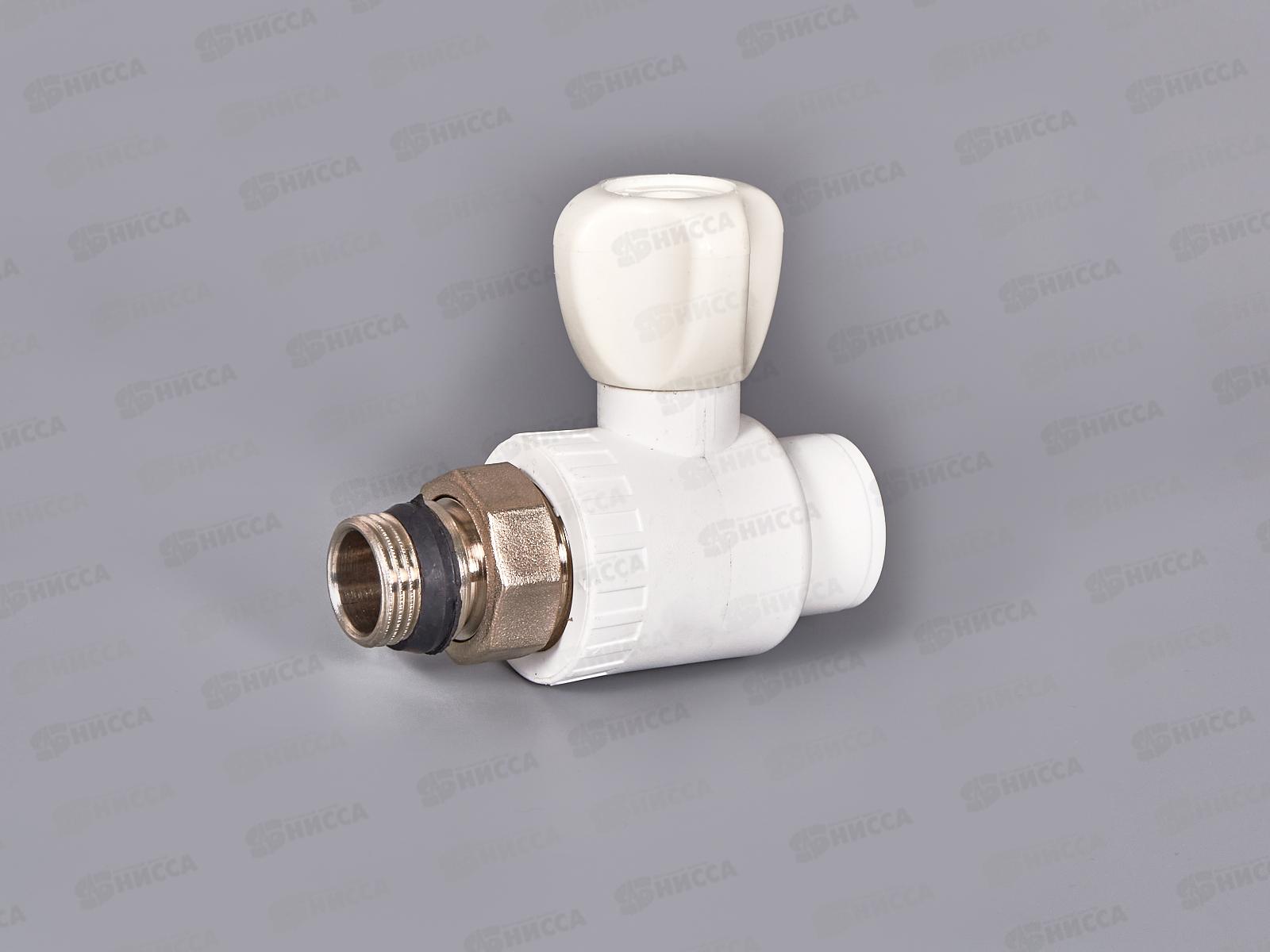 Клапан радиатора прямой (шаровый) PP-R 20x1/2&quot белый, Jakko *20/100
