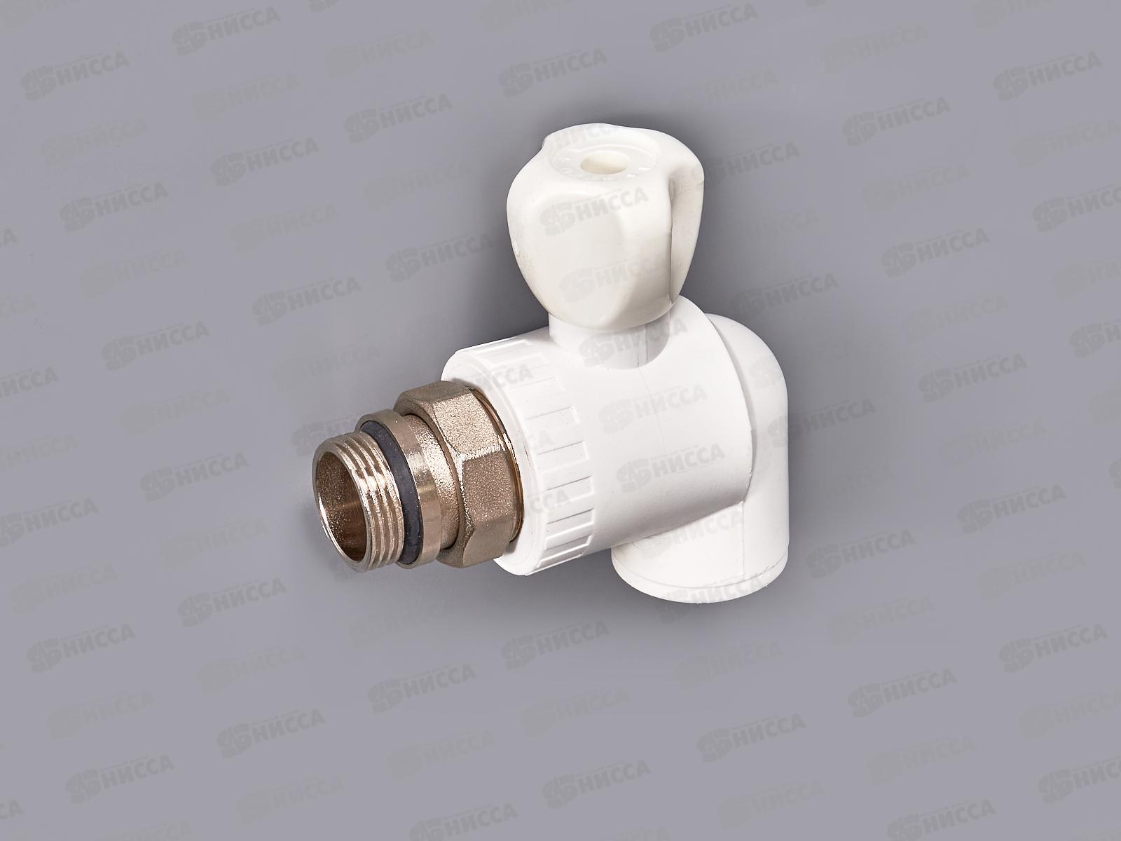 Клапан радиатора угловой (шаровый) PP-R 25x3/4&quot белый, Jakko *15/60