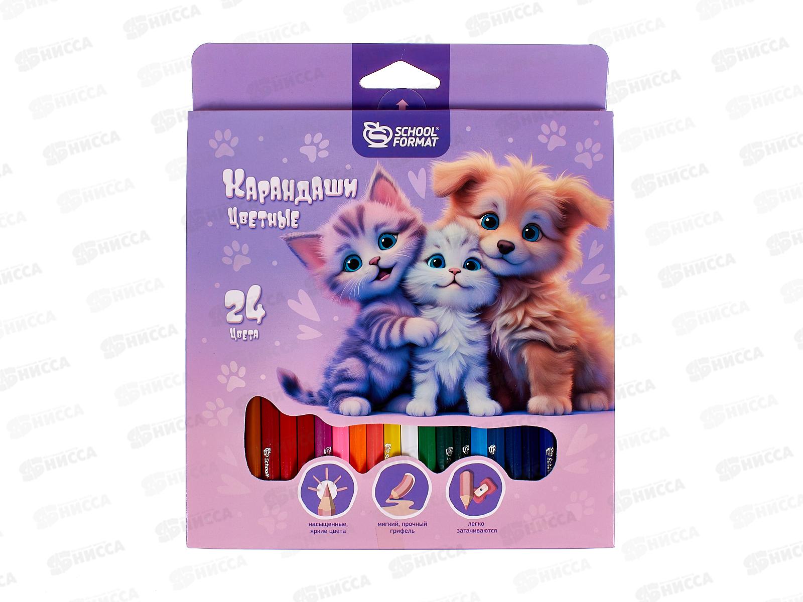 Карандаши 24цв SchoolФОРМАТ Микс для девочек шестигр.дер.  КЦ24-МДВ*6