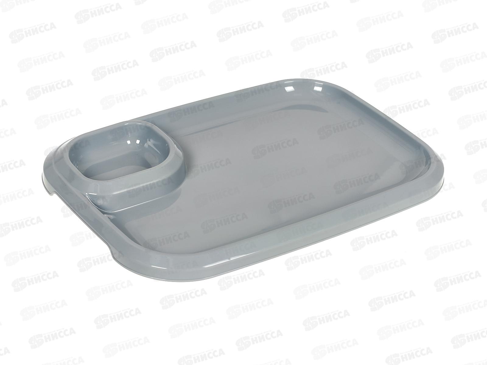 Блюдо для шашлыка с соусницей серое  ИНТ