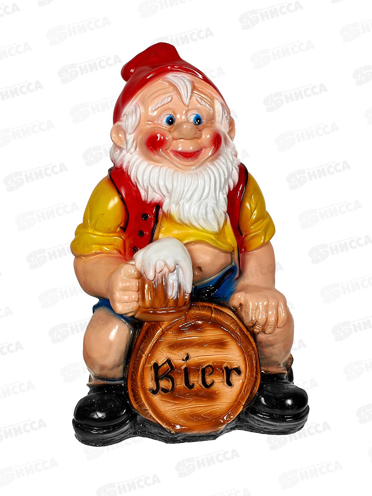 Фигура садовая из гипса "Гном на бочке" (800*450мм) арт.228