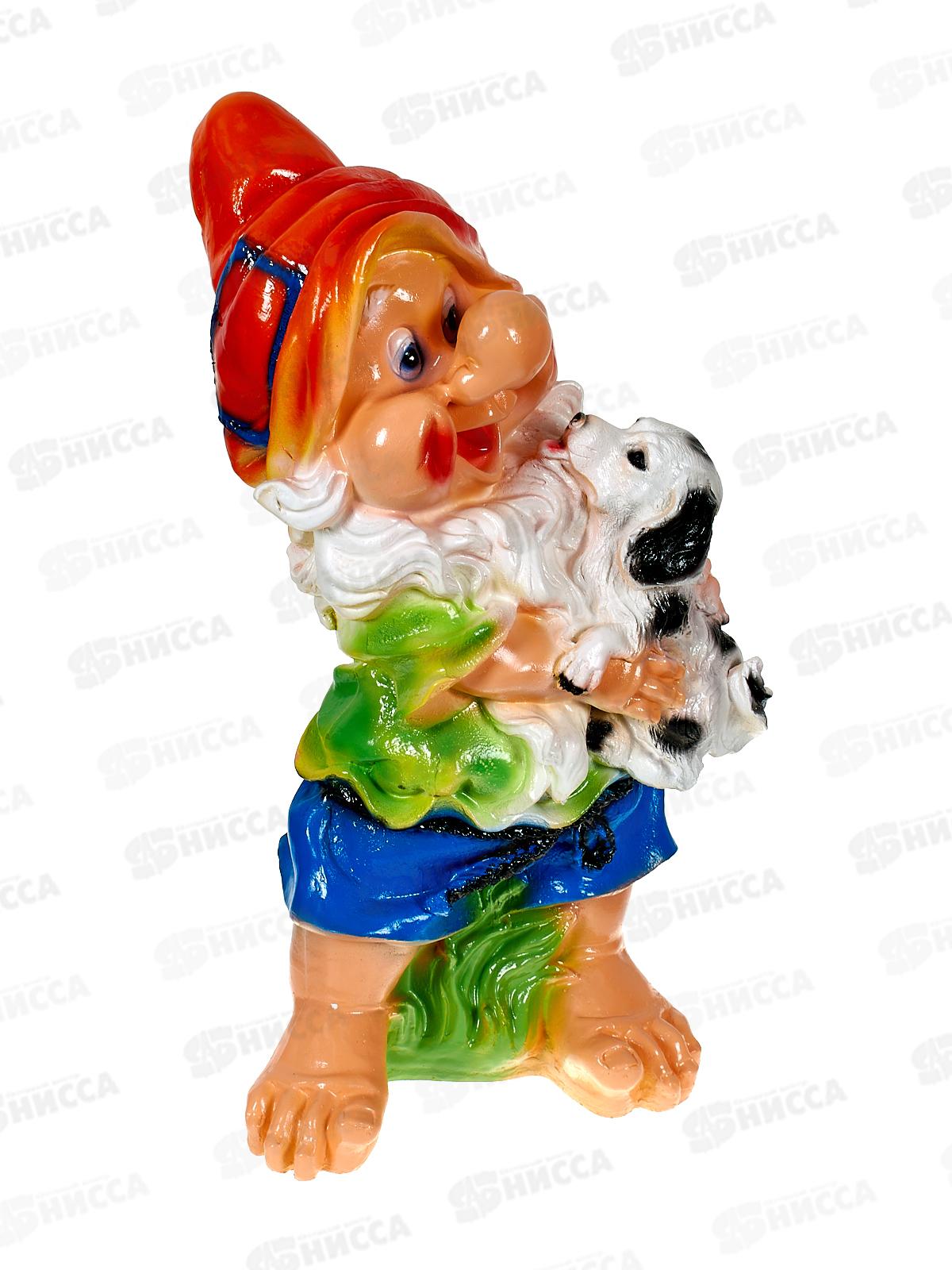 Фигура садовая из гипса &quotГном с собачкой&quot (480*260мм) арт.131