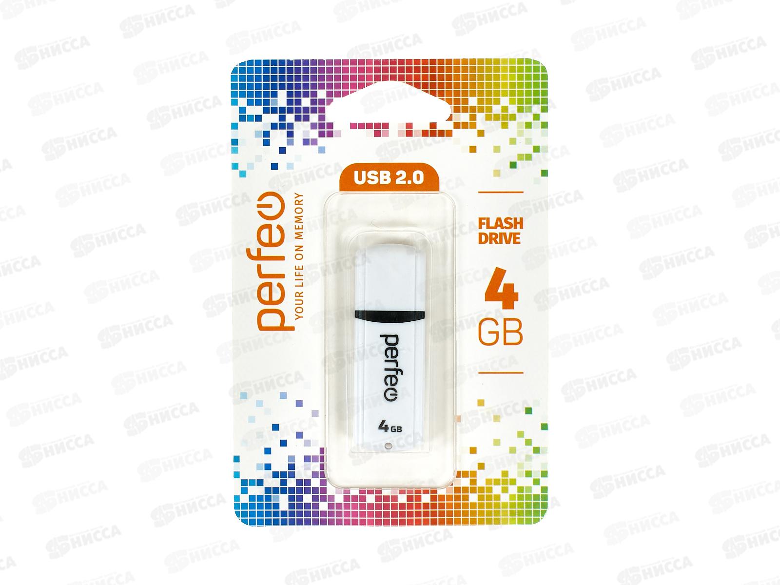 Флеш-карта Perfeo USB  4GB C02 White, PF-C02W004