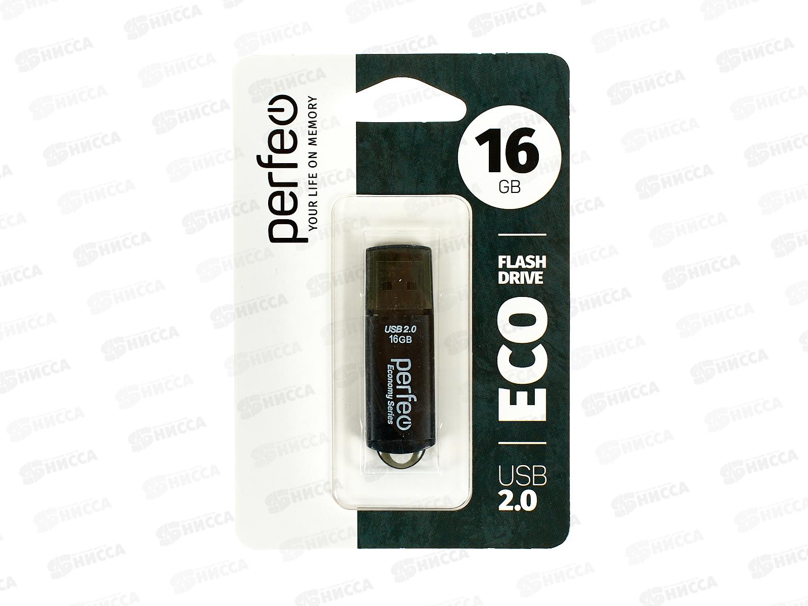 Флеш-карта Perfeo USB 16GB E01 Black economy series, PF-E01B016ES