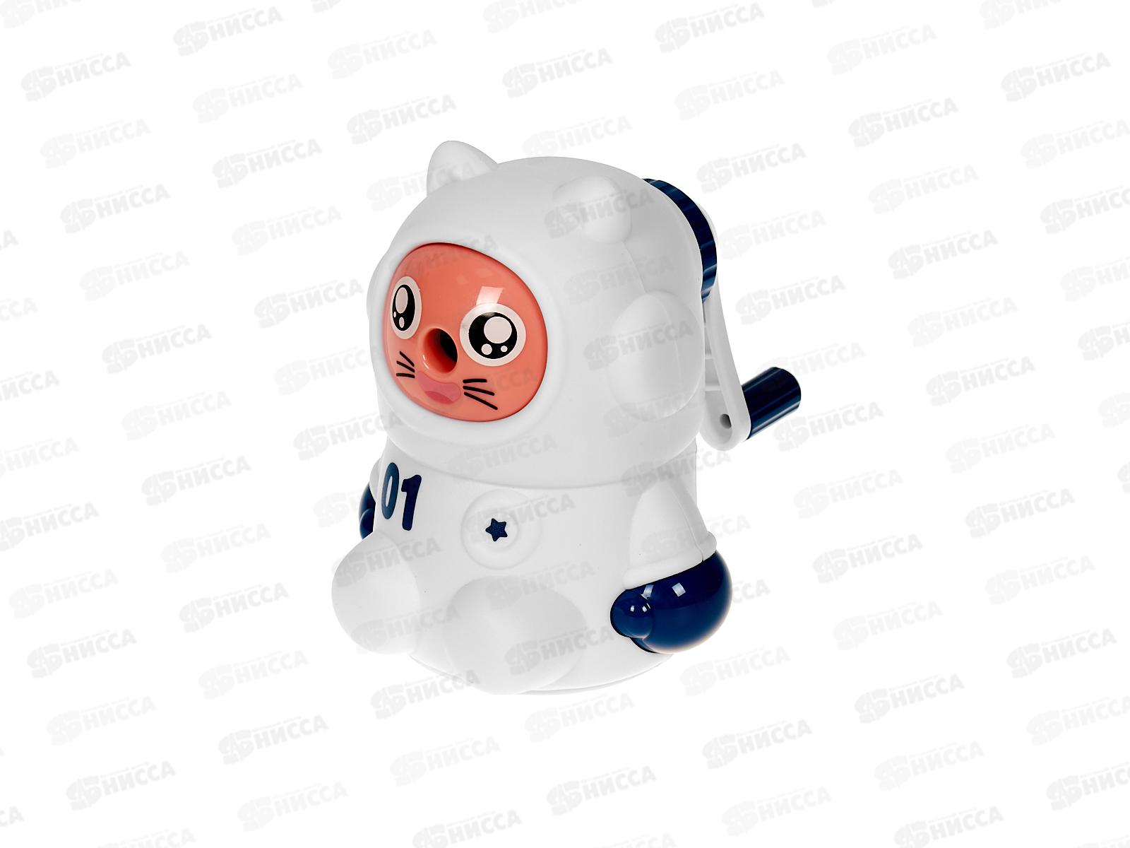 Точилка мех. BEIFA Котик астронавт, 1отв., ассорти 9519 *12