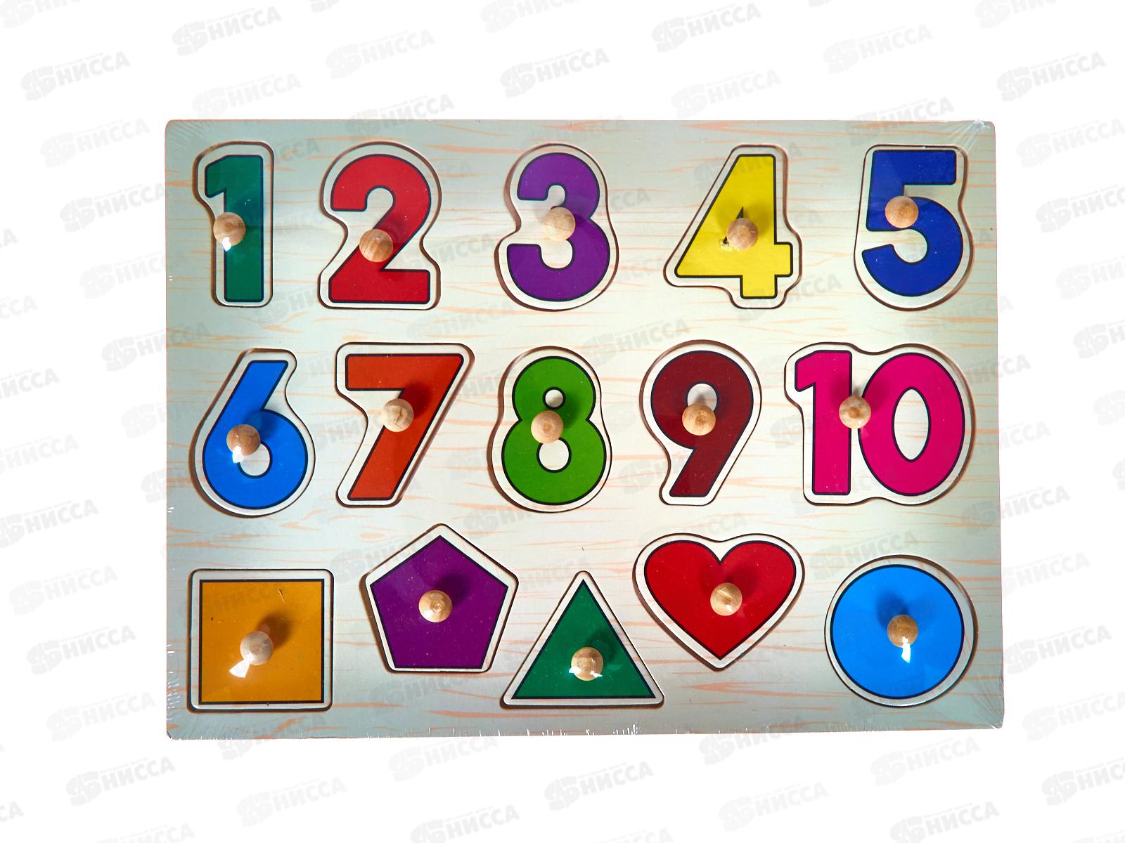 Деревянная рамка-вкладыш. Цифры и формы, AN02735 (30х22см)