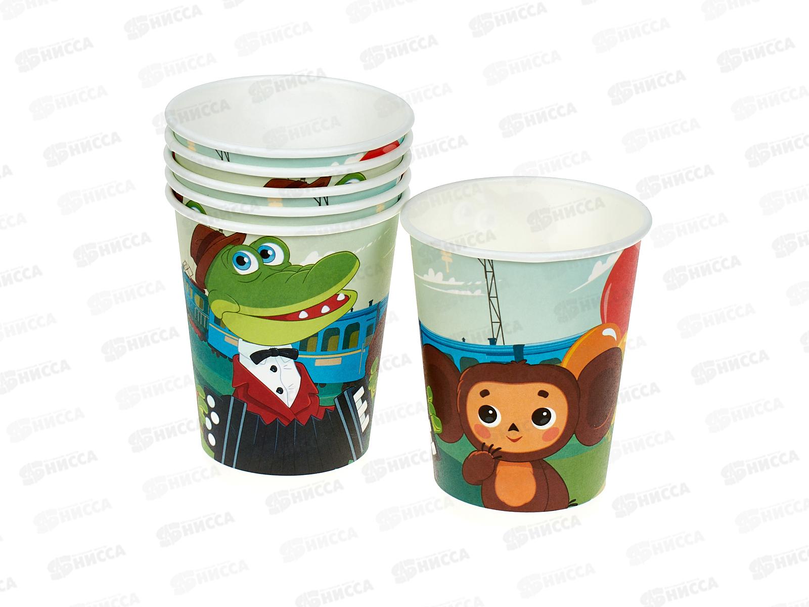 Стаканы бумажные, 6шт, Чебурашка, СР-104445-СН
