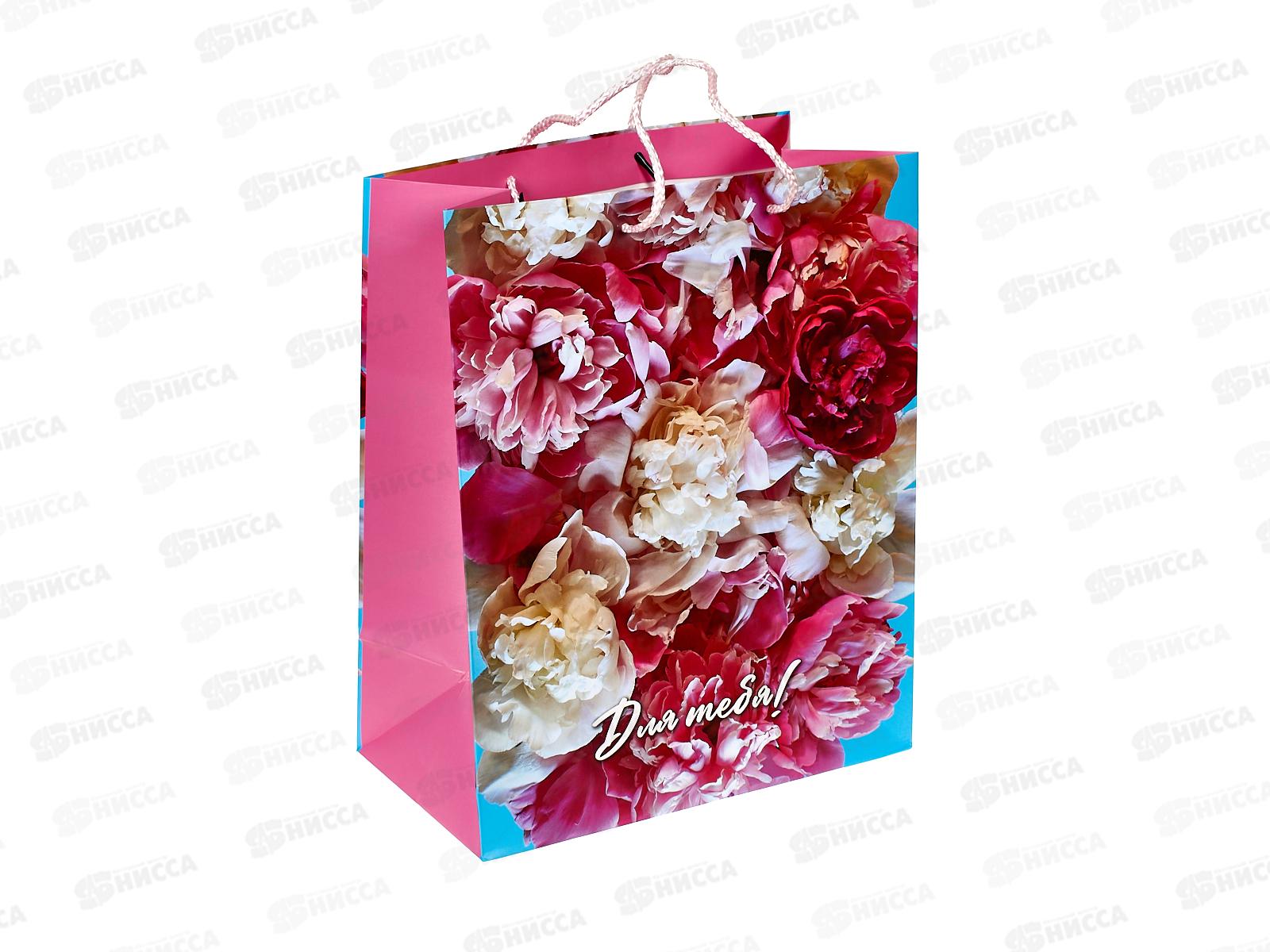 Пакет подарочный 26х32х14см l Матовый Цветы 7, PL-123032-FW7  *12