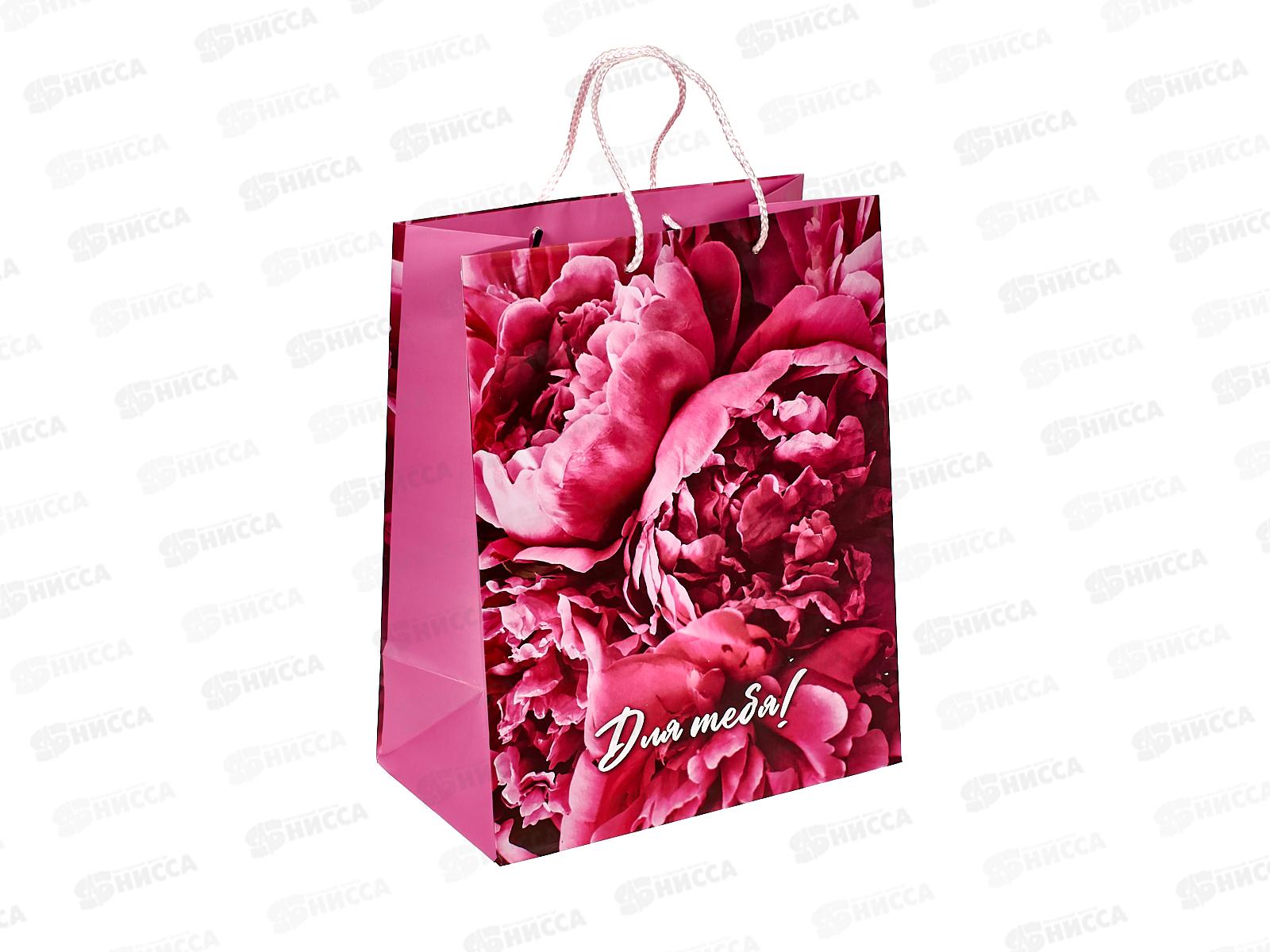 Пакет подарочный 26х32х14см l Матовый Цветы1, PL-122141-FW1  *12