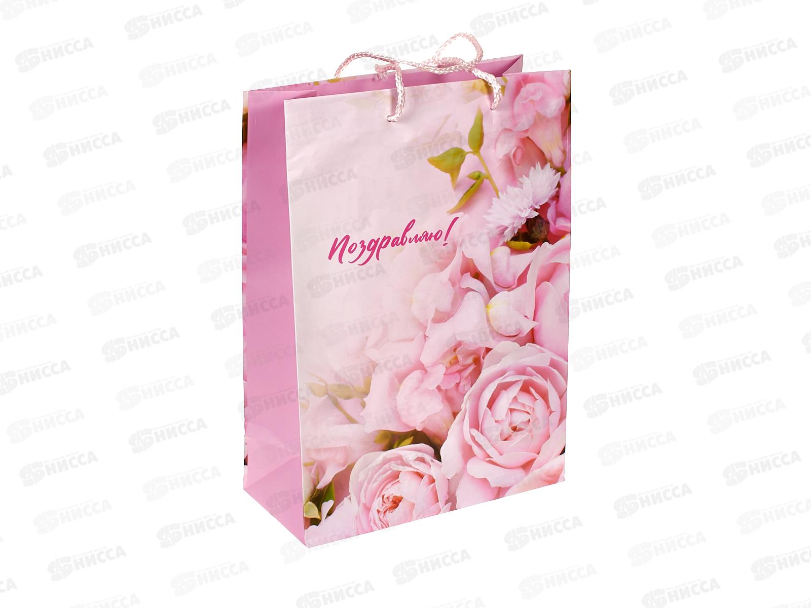 Пакет подарочный 22х31х10см ml Матовый Цветы, PML-122147-FW3  *12