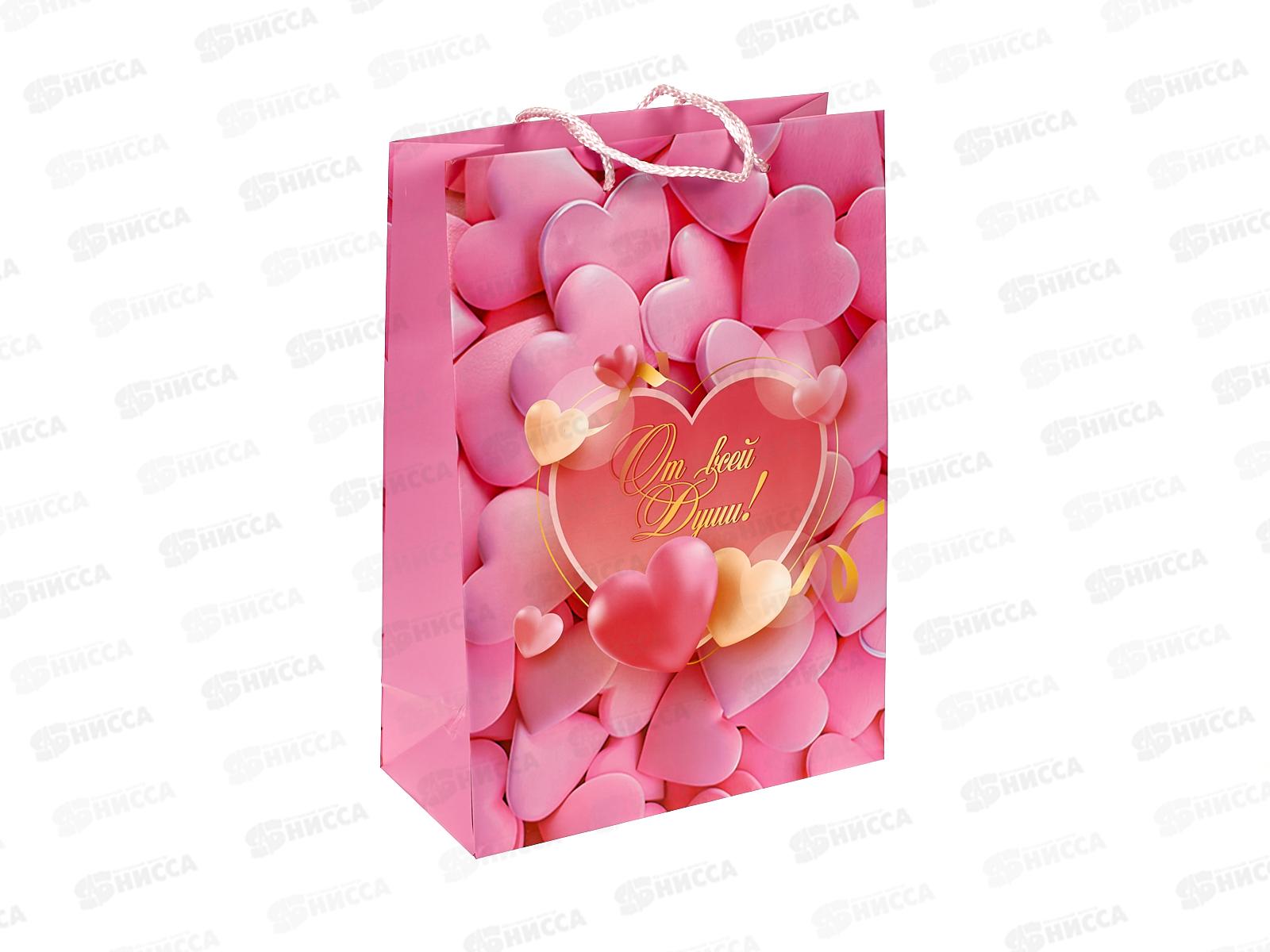 Пакет подарочный 22х31х10см ml Матовый Сердца, PML-123160-HRT  *12
