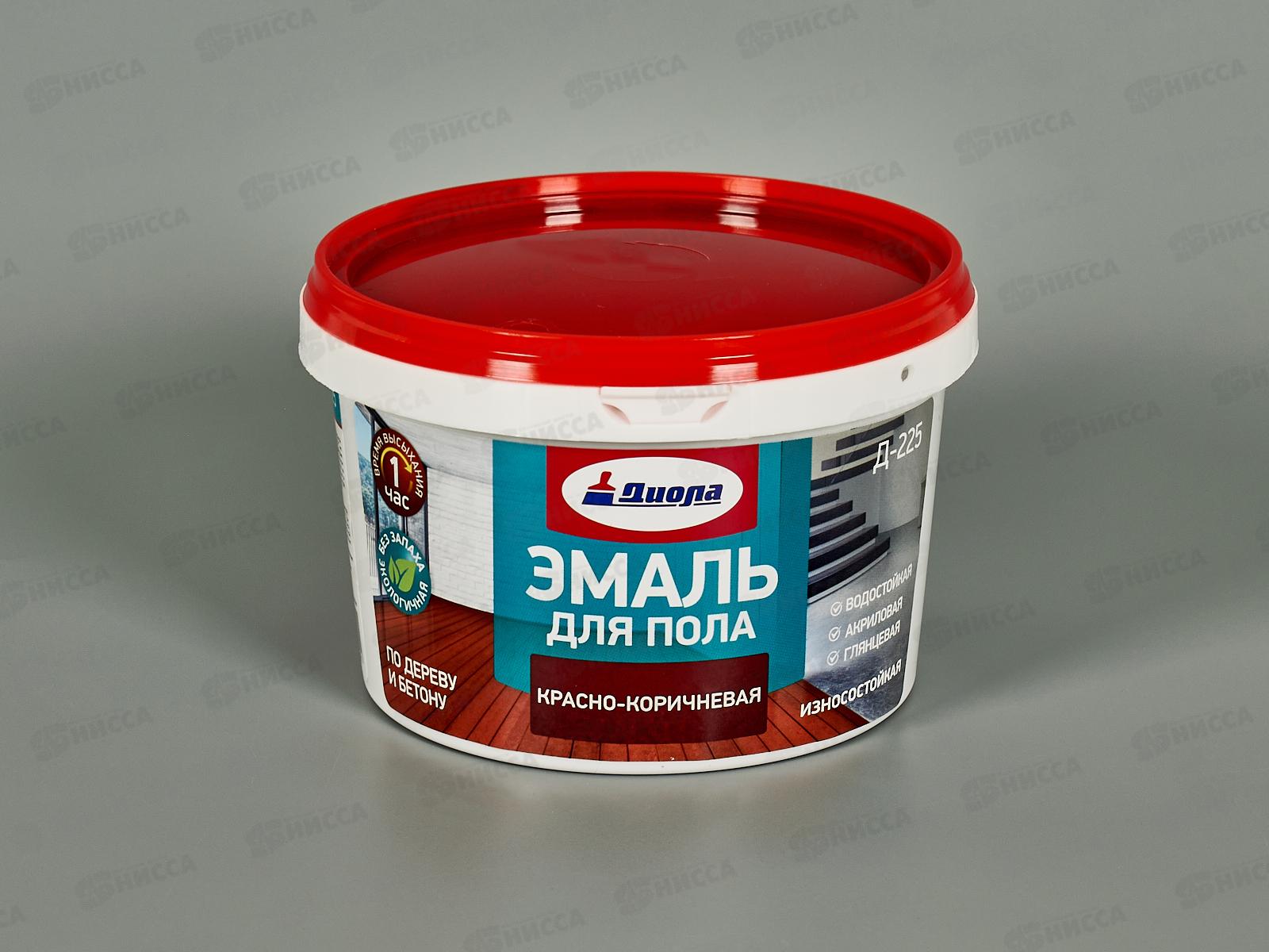 Эмаль для пола износостойкая Д-225 красно-коричневая 0,8кг *1/6
