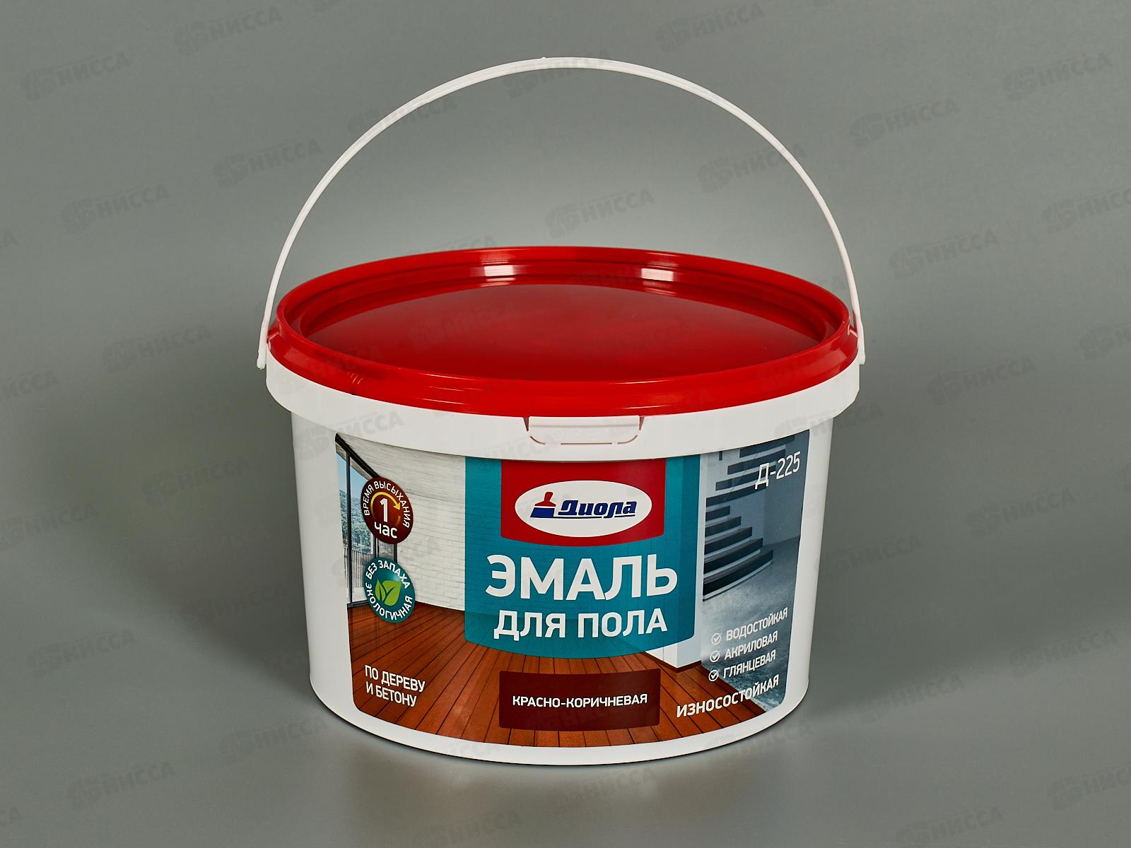 Эмаль для пола износостойкая Д-225 красно-коричневая 2,0кг *1/4