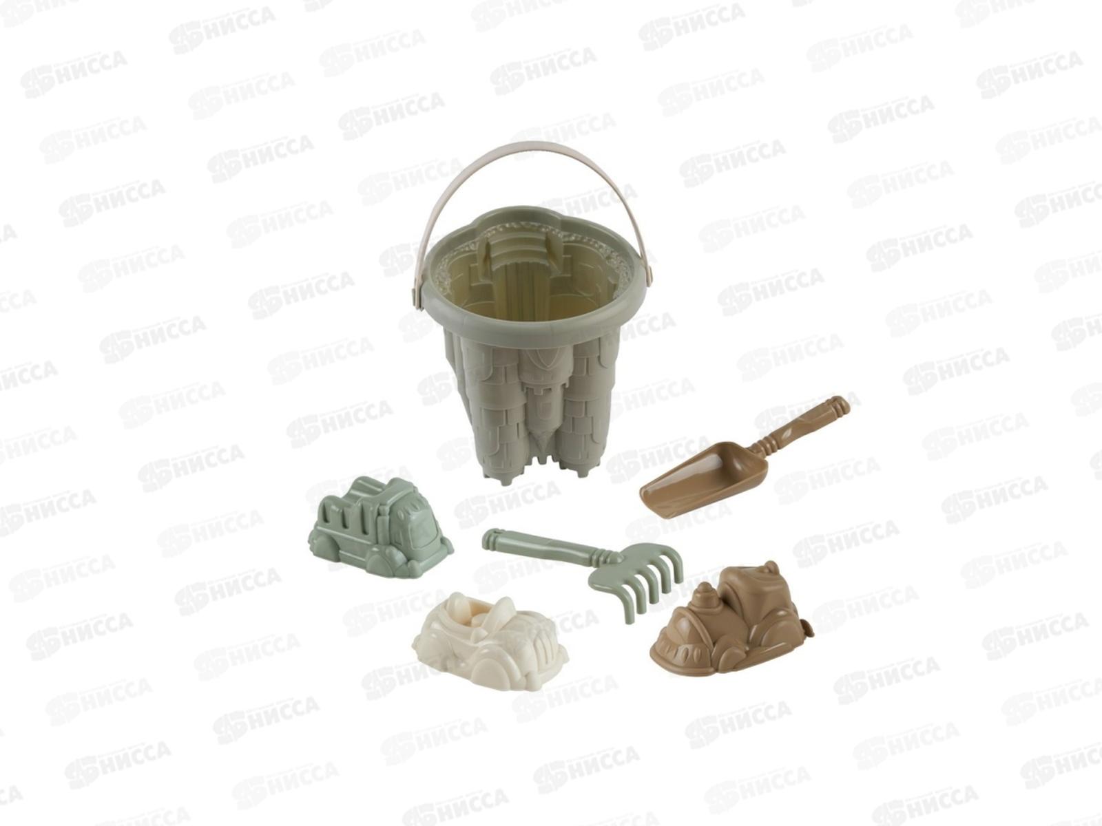 Набор песочный 673 (ведро "Замок", совок, грабли, 3 формочки) серия "Эстетика"*20