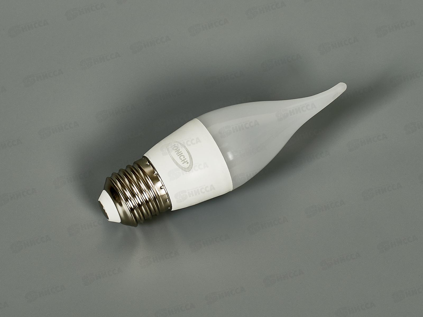 Лампа светодиодная IONICH E27 "свеча на ветру" ILED-SMD2835-CW37-6Вт-540Лм-230В-6500К*1541