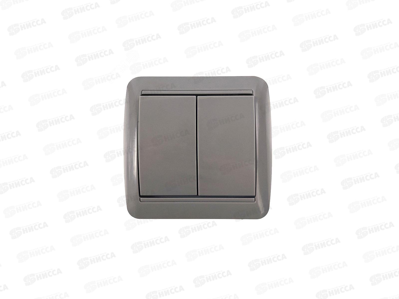 Выключатель КЛИО 2-клавиша открытой установки, 10А, 220В, серый, К2223-Gr*10