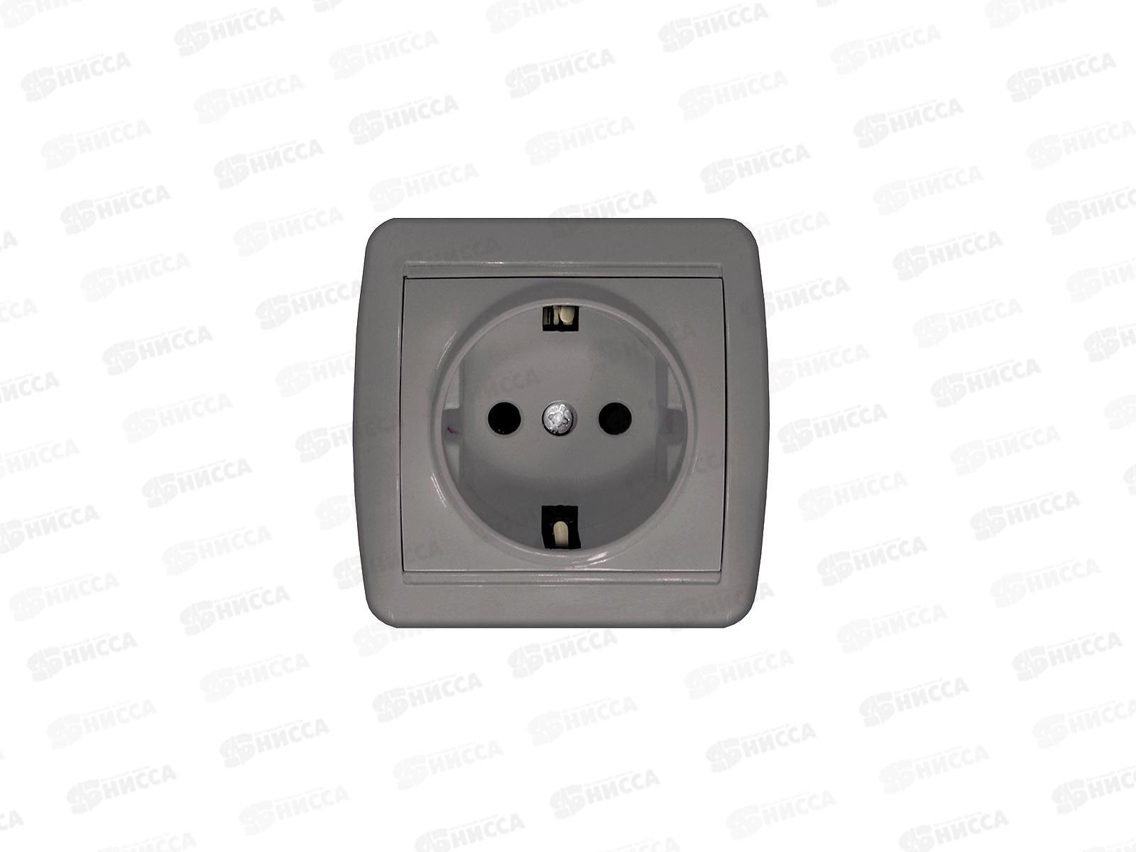 Розетка КЛИО 1-местная открытой установки, с заземлением, 16А, 220В серая К2228-Gr*10