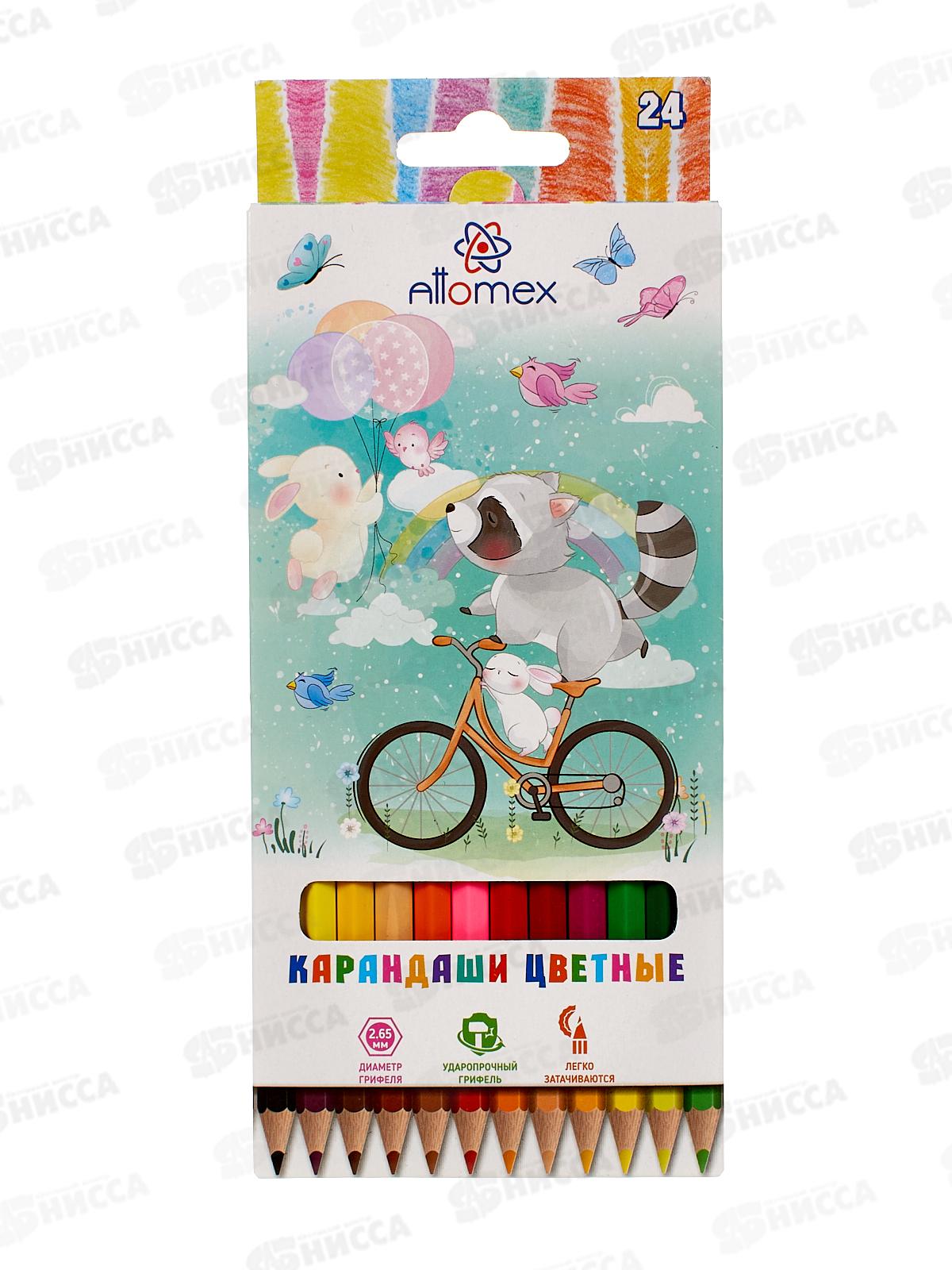 Карандаши 24цв Attomex. Zoo шестигр. к/у  5024810 *6/60