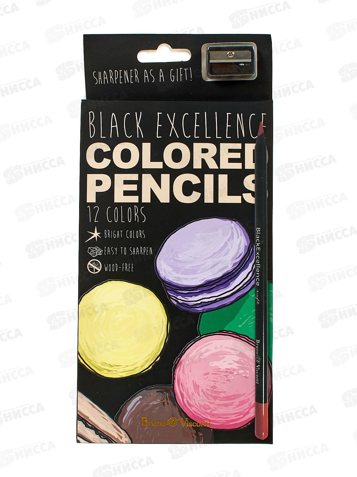 Карандаши 12цв АЛЬТ Black Excellence с точилкой, пласт. 30-0124 *12