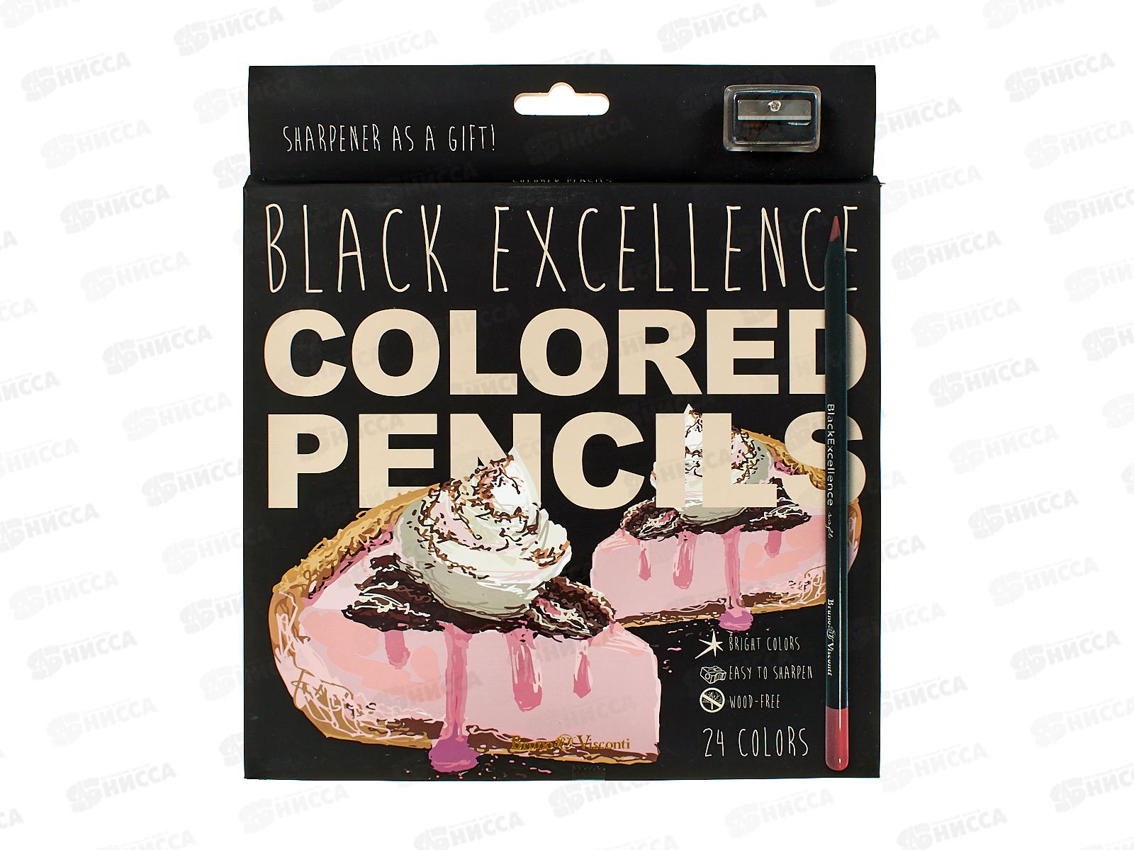 Карандаши 24цв АЛЬТ Black Excellence с точилкой, пласт. 30-0126 *12