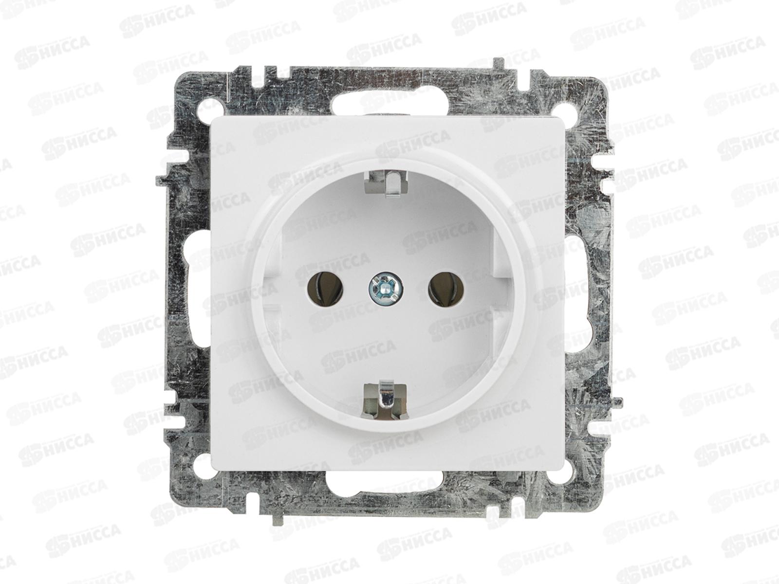 Розетка INTRO Accept cкрытая установка 2Р+E, с заземление, механизм под рамку, белый, 6-202-01 *10/200