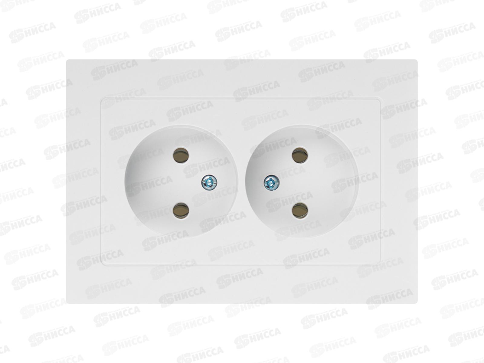 Розетка INTRO Accept cкрытая установка двойная 2x2Р, IP20, белый, 6-204-01 *10/100