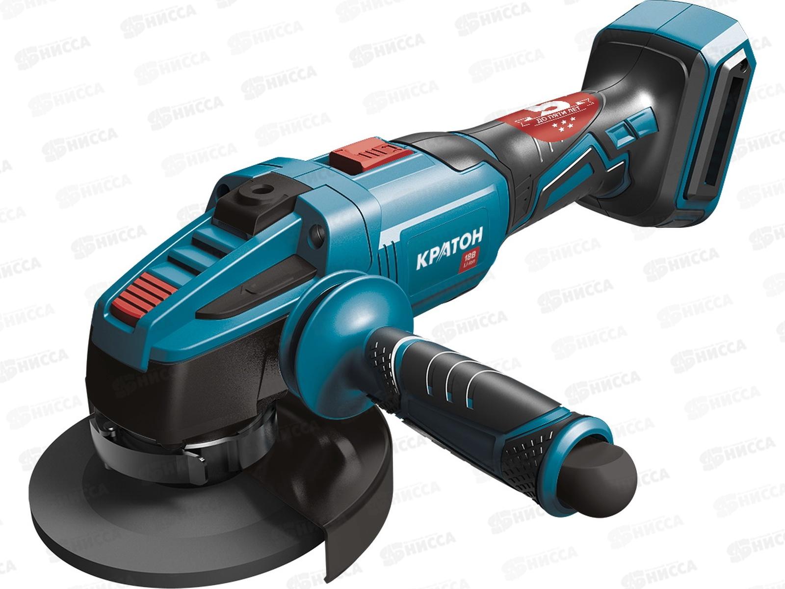 Машина шлифовальная аккумуляторная 18В 125мм бесщеточная, без батареи и зарядного, Кратон AGB18DC-125-OFA