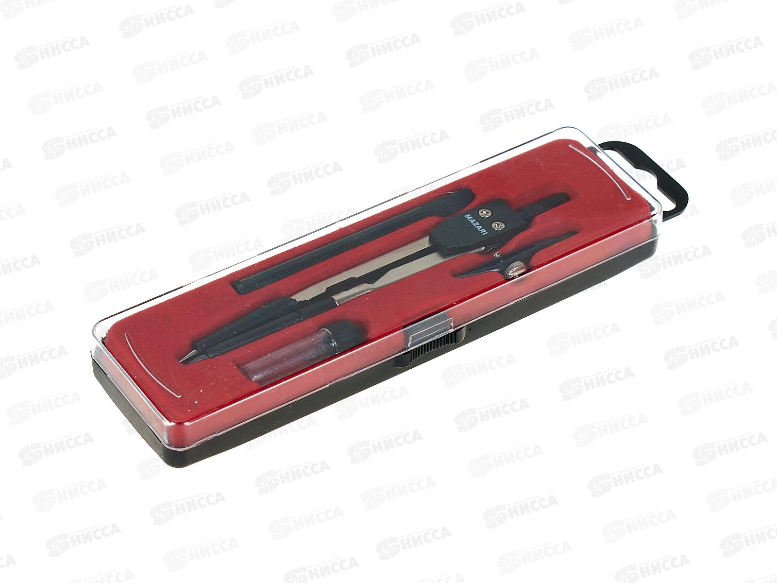 Готовальня MAZARI 4пр, (циркуль,грифель, насадка, держатель д/ресфедера) M-4519 *12/144