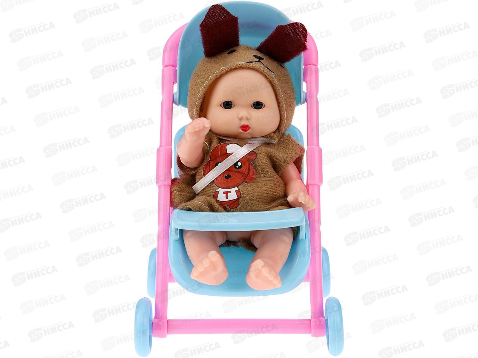 Пупс &quotМалыш с коляской&quot 4 вида, 2868413 (15,5х11,5х10см) в коробке