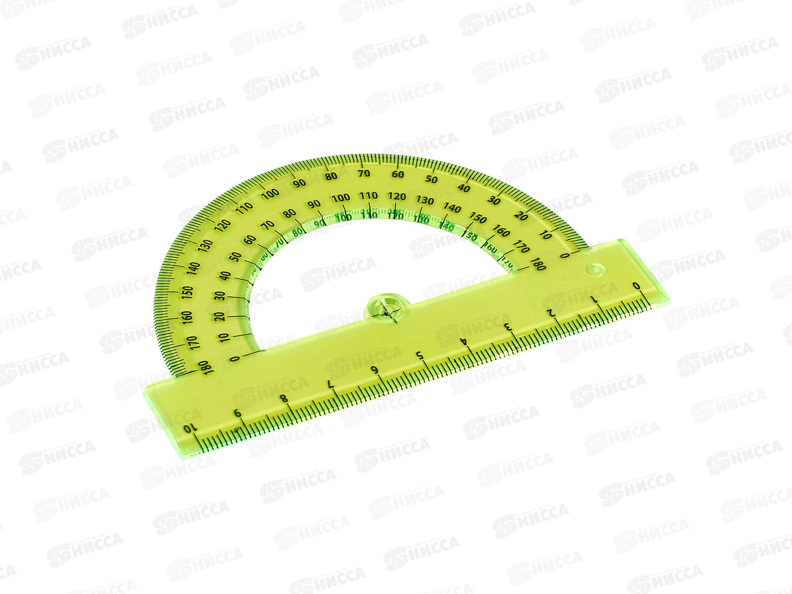 Транспортир 180гр ПП 10см прозрачный цветной, ТР-4728 *20