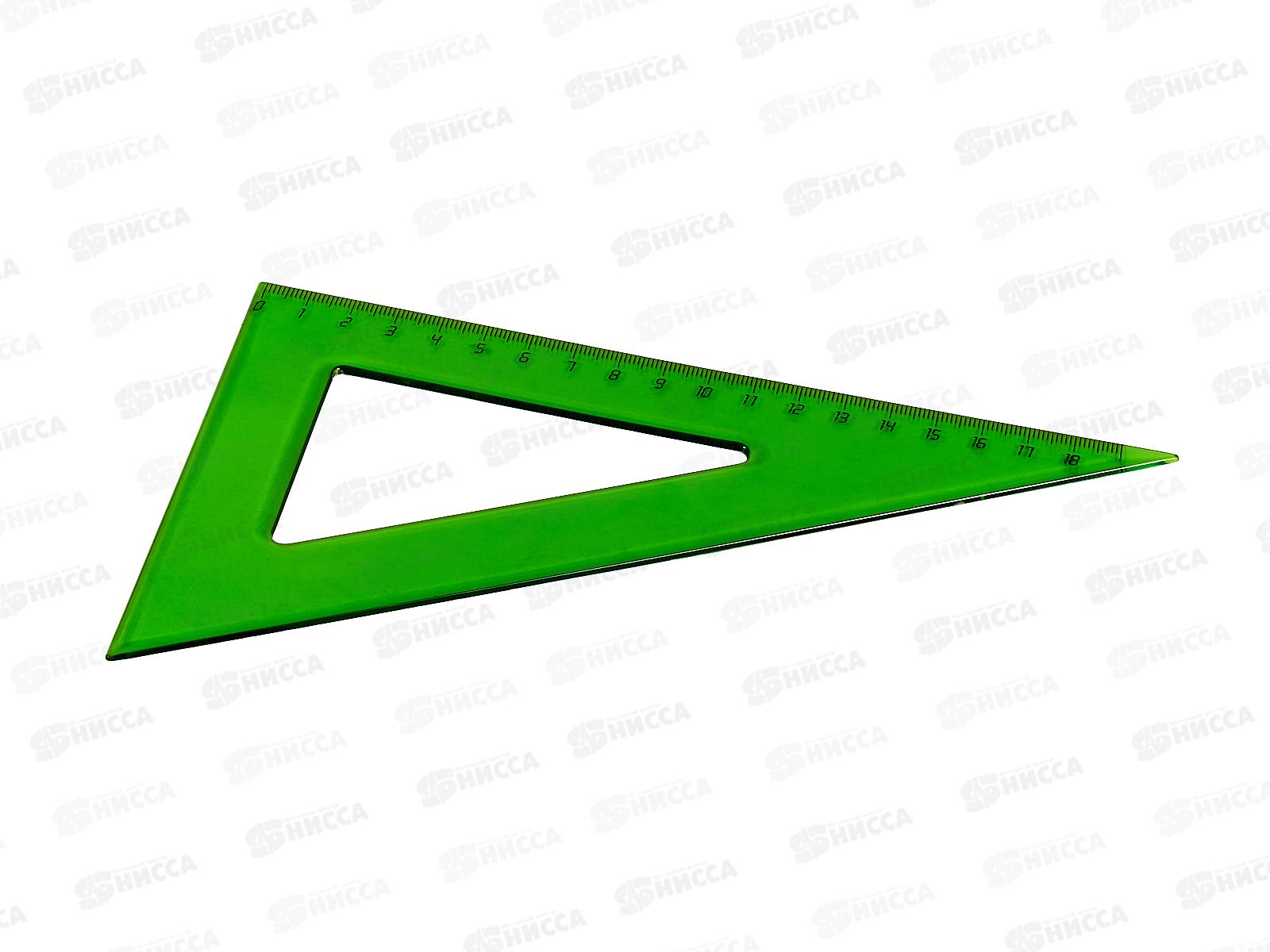 Угольник 30-60-90 18см ПП цветное прозрачное ассорти, Л-6212