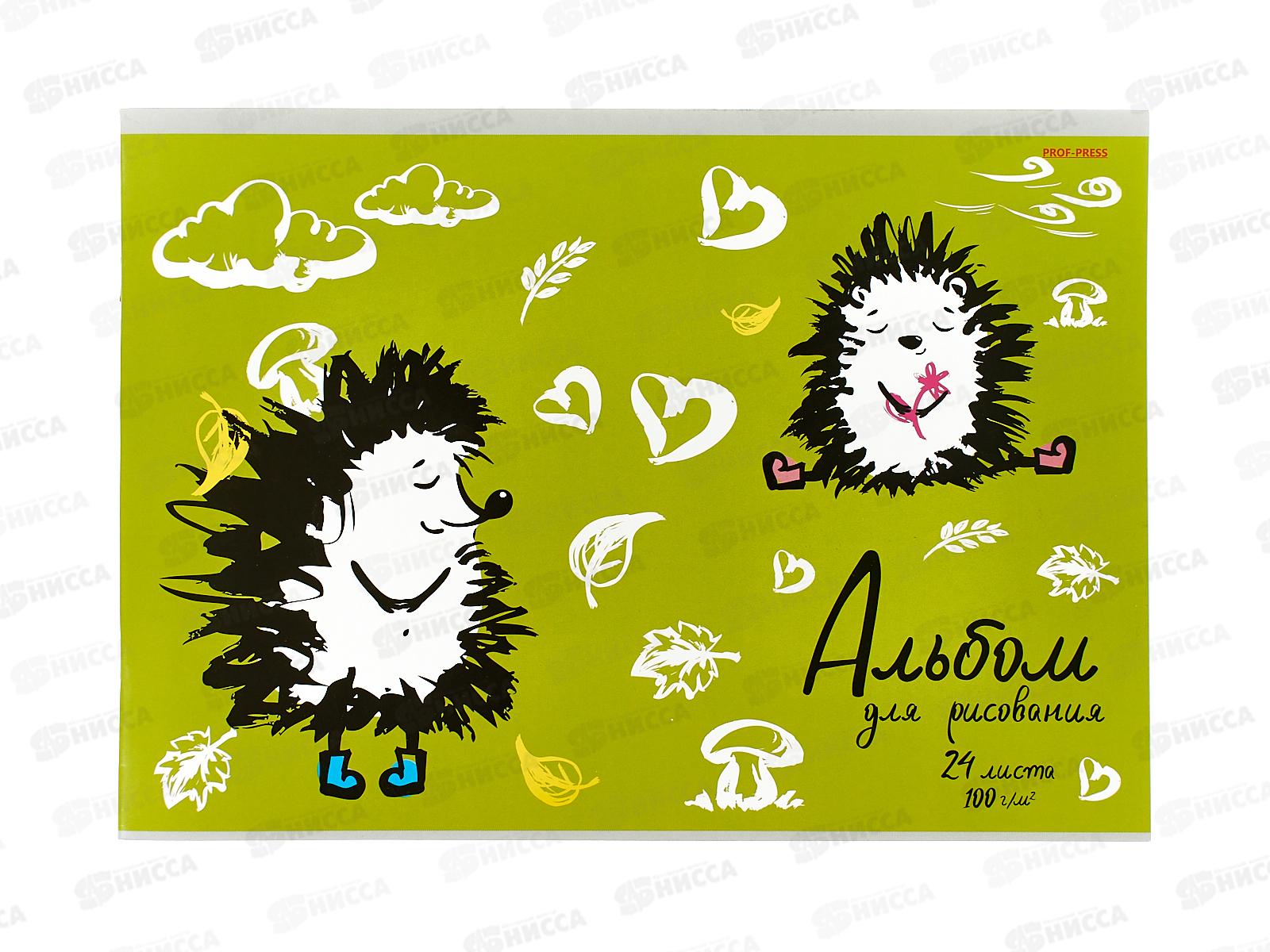 Альбом для рисования 24л ПП Забавные ёжики, 2 диз., 24-9646