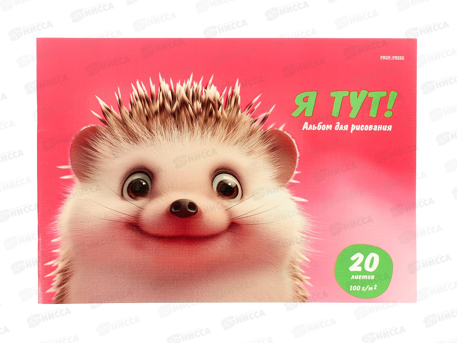 Альбом для рисования 20л ПП Улыбчивые животные, 20-8578