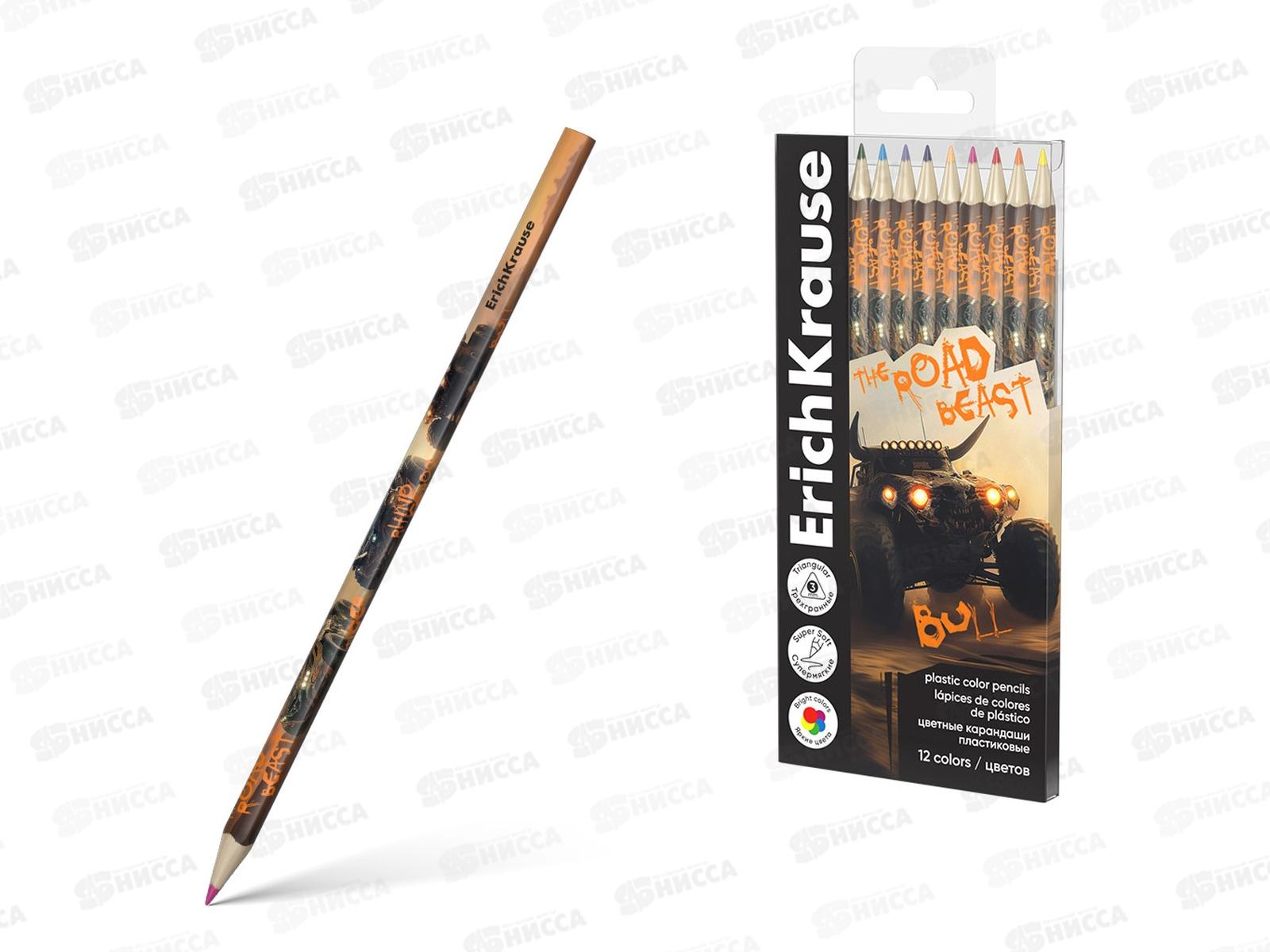 Карандаши 12цв EK Road Beast. трехгран. пласт. 62932 *10
