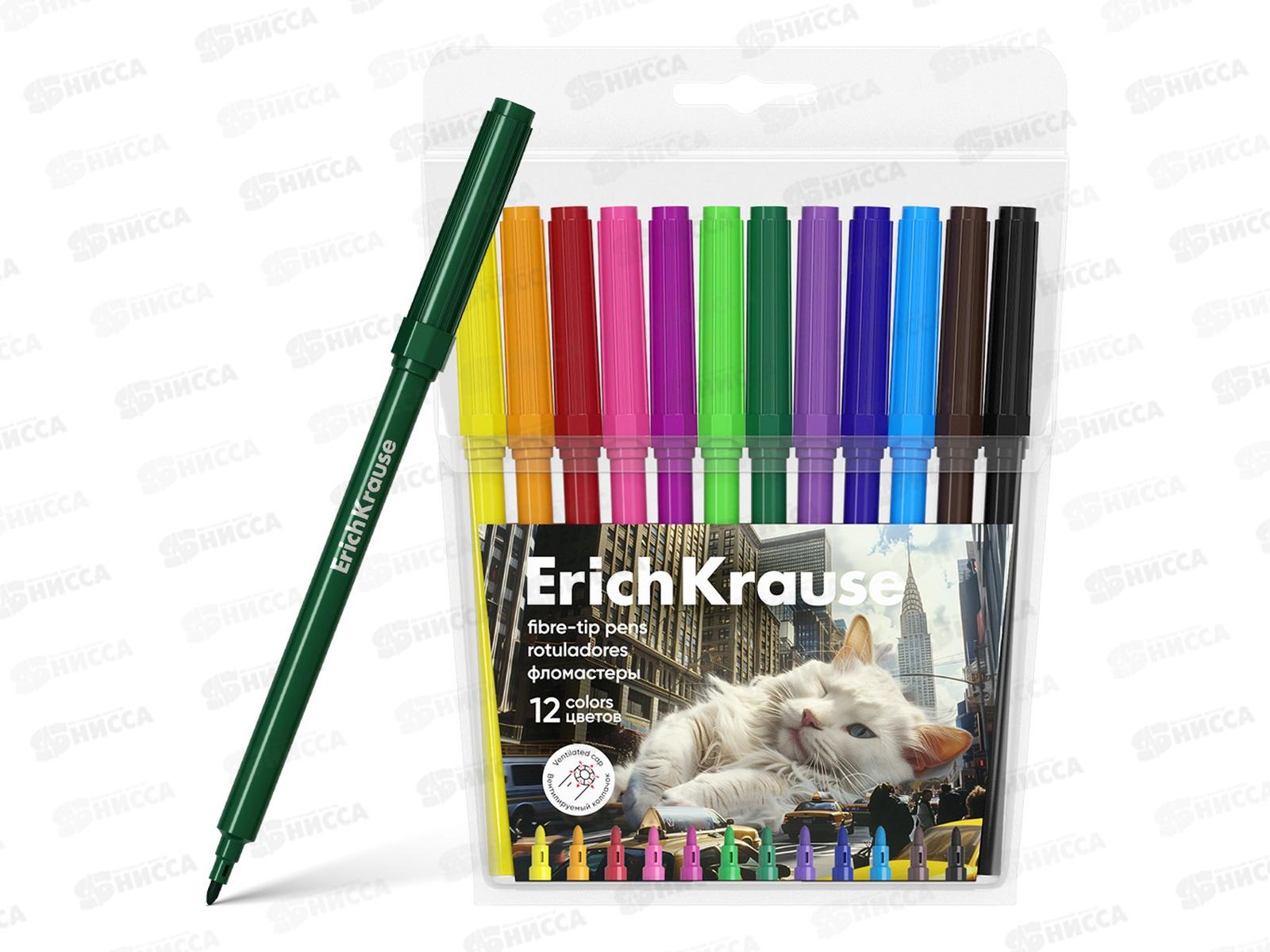 Фломастеры 12цв. EK Big City Cats. в футляре. 62990 *12