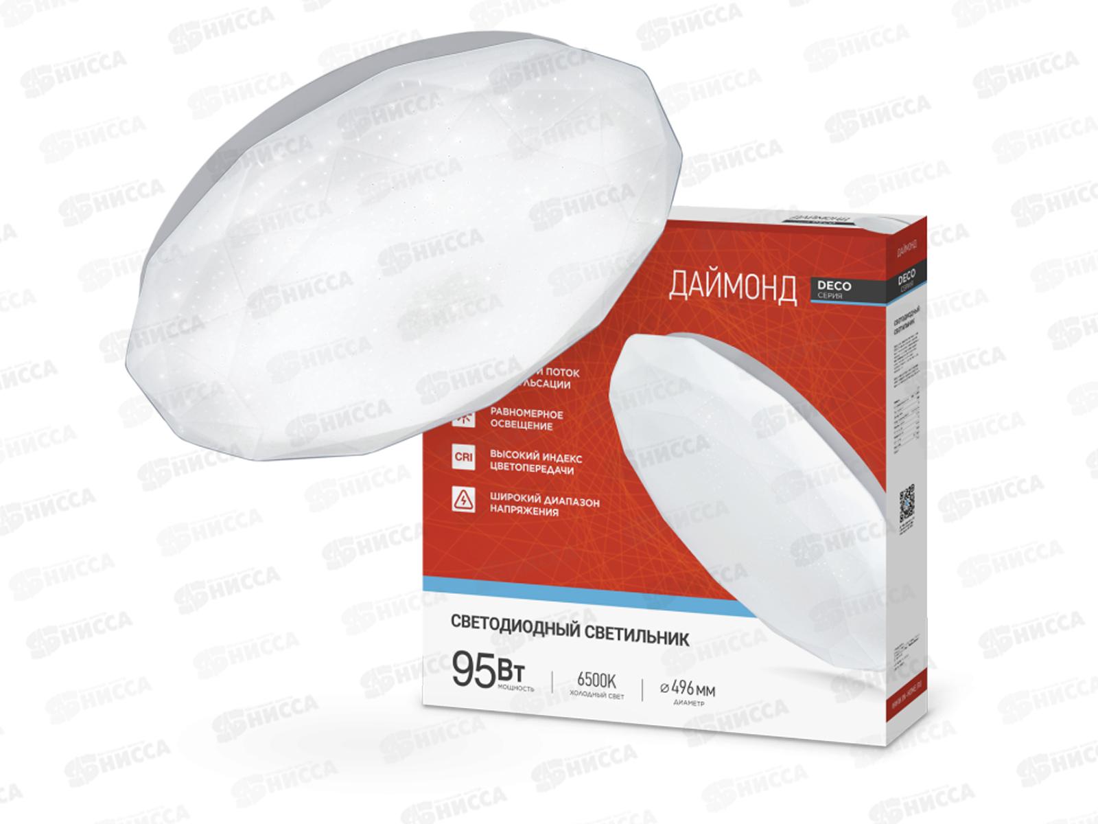 Светильник светодиодный inHOME DECO ДАЙМОНД 95Вт 6500К 10000Лм 496х85мм