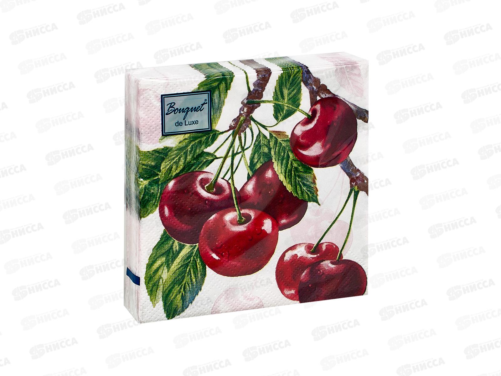 Салфетки 3 слойные 25 листов 24*24 Bouquet de Luxe Вишня, 25388*15