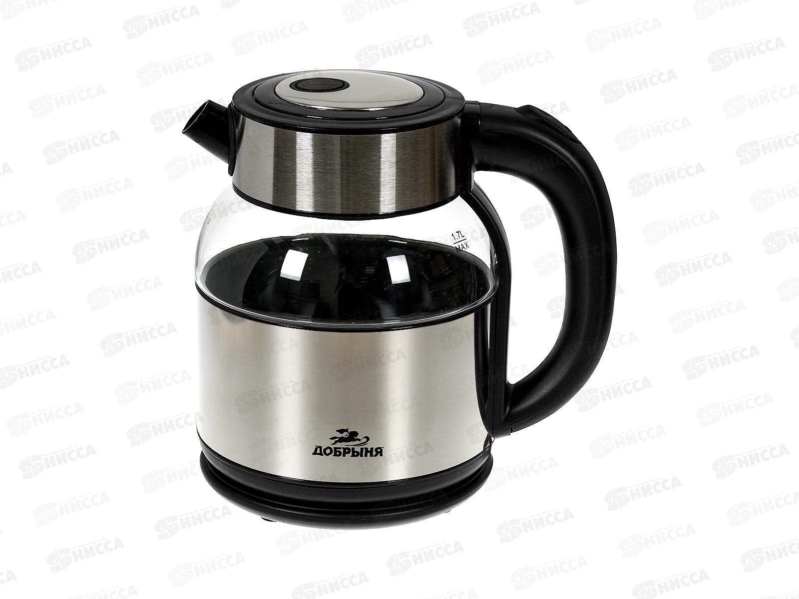Чайник электрический DO-1264 1800Вт 1,7л стекло со стальн вставками