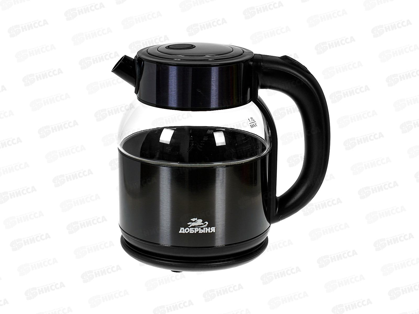 Чайник электрический DO-1264D 1800Вт 1,7л стекло, металл чернильный цв