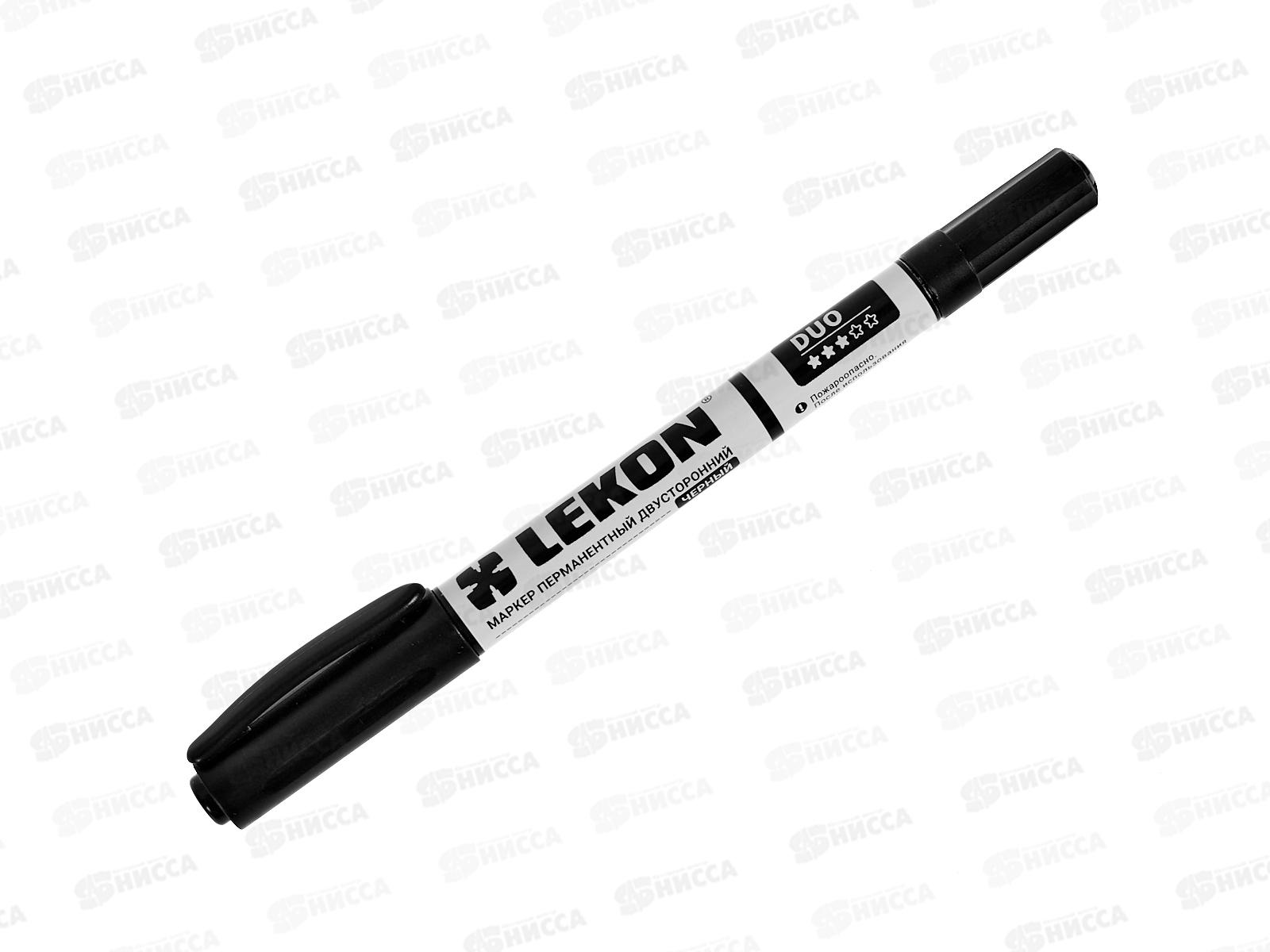 Маркер LEKON DUO перманентный двухсторонний, черный *12/144/1728