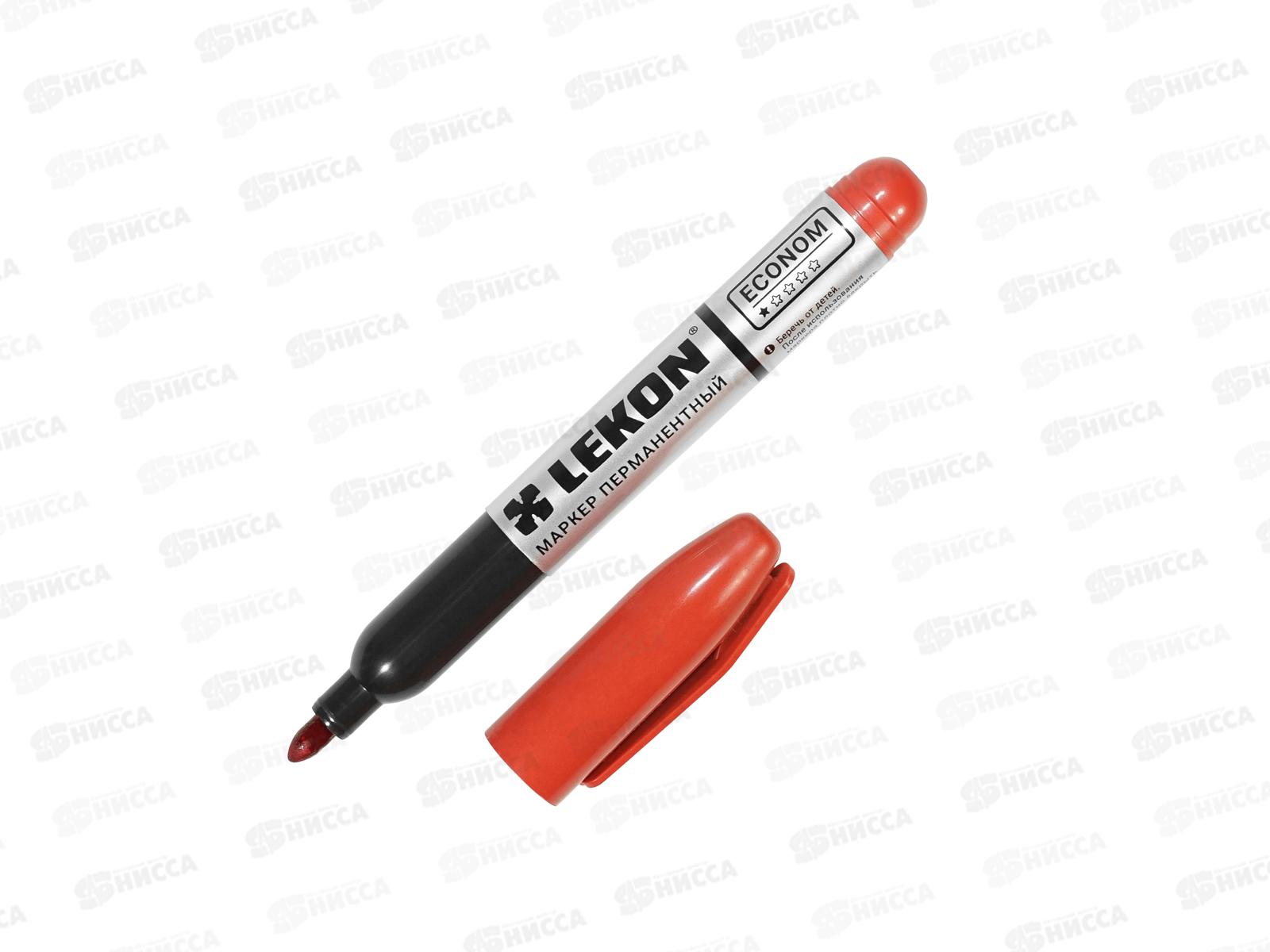 Маркер LEKON ECONOM перм. красный *10/100/1200