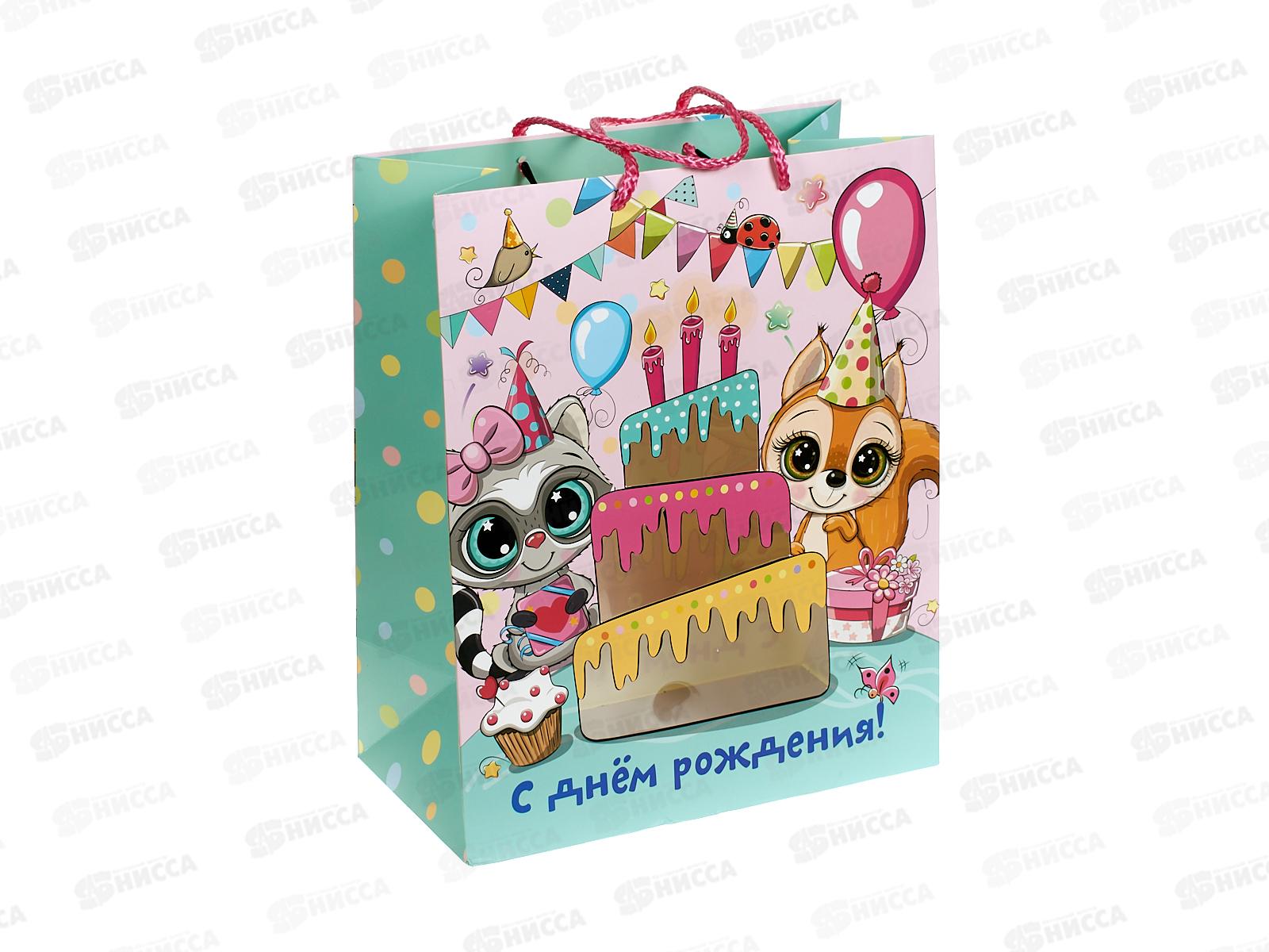 Пакет подарочный 26*32*14см с окошком детский, L, PWL-113296-AN  *12