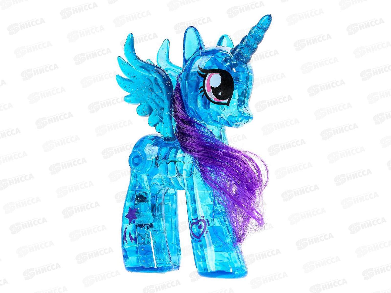 Единорог 10см, пластиковый прозрачный, голубой, светится, POBY2024718-BLUE-RU "Карапуз"