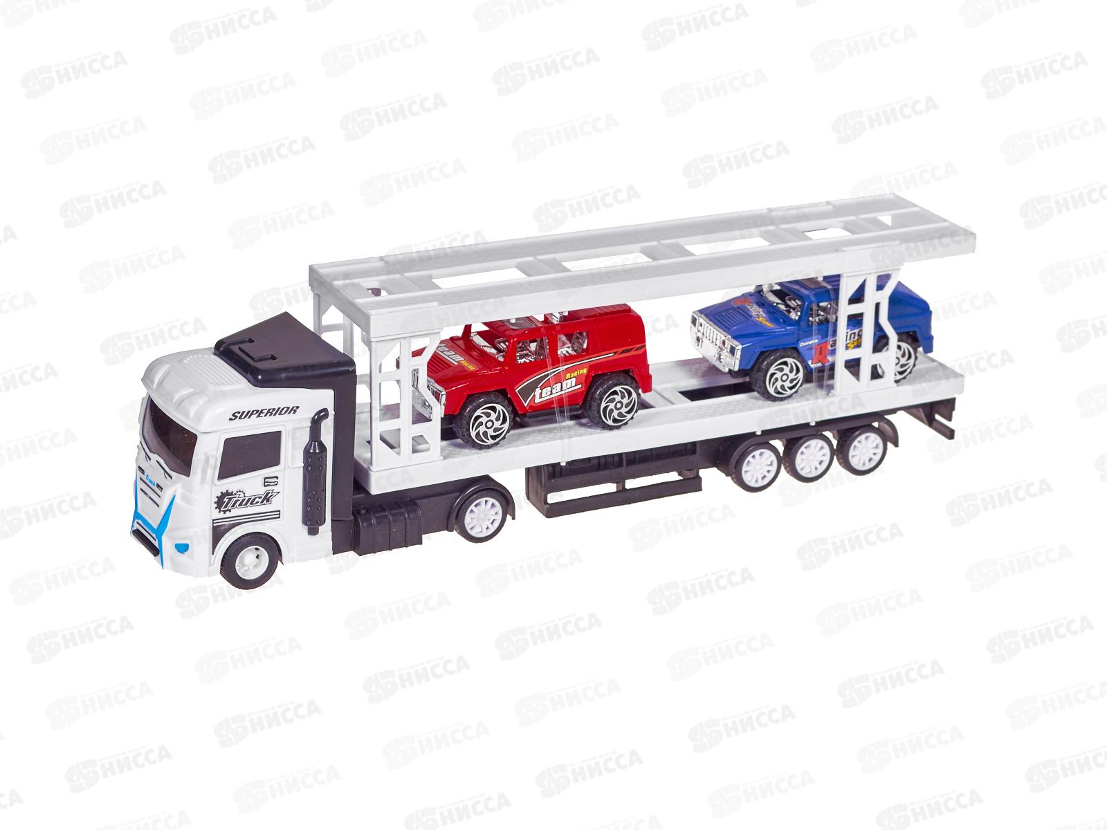 Трейлер инерц. Z488-H11199 + два авто, цвет в ассорт., в пласт.