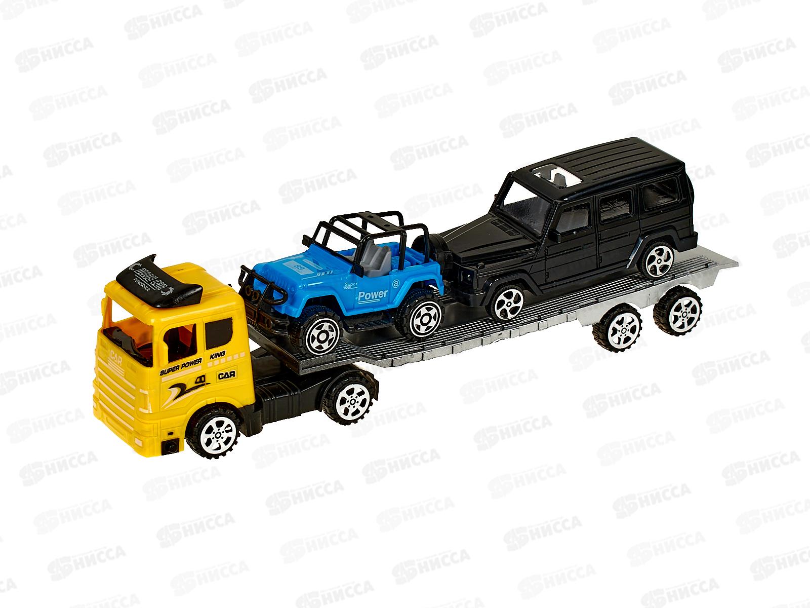 Трейлер инерц. I752-H11443 + два авто, цвет в ассорт., в пласт.