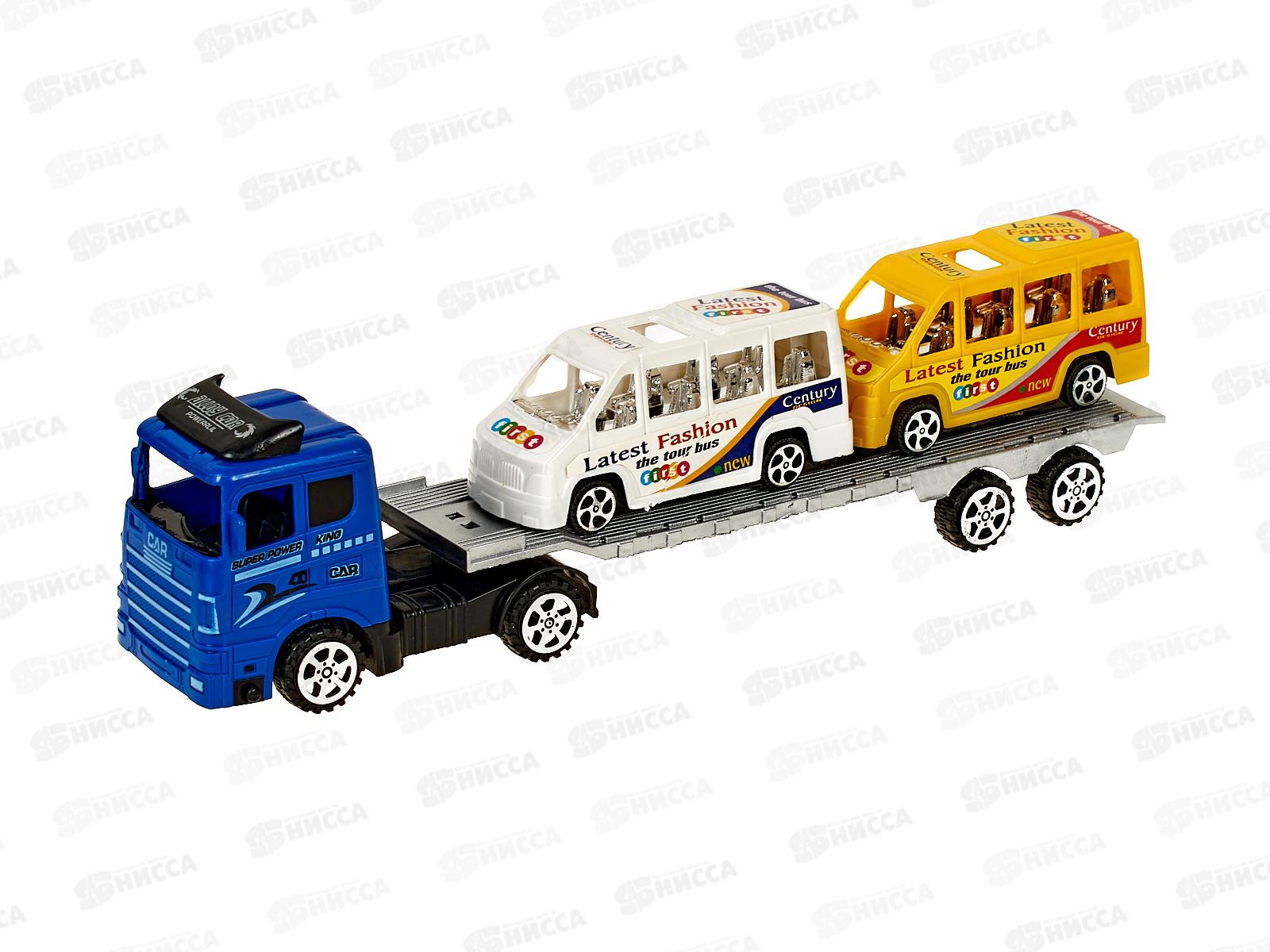 Трейлер инерц. I752-H11597 + два авто, цвет в ассорт., в пласт.