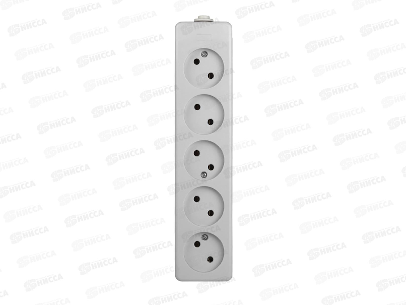 Колодка ЭРА K-5 5 розеток без зазeмления белая  *10/40
