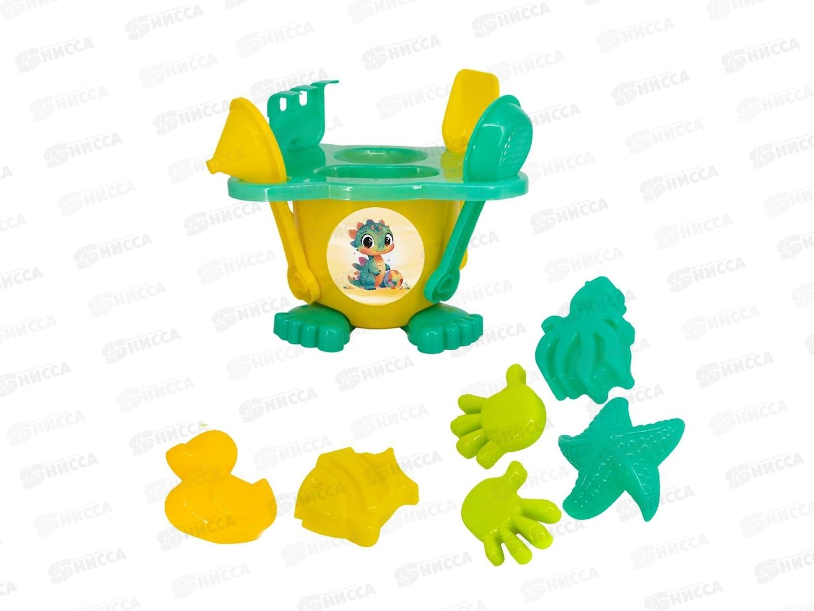 Набор песочный КРОКОТАМ Малыш 11 предметов, зелено-желтый ПН-1С *27